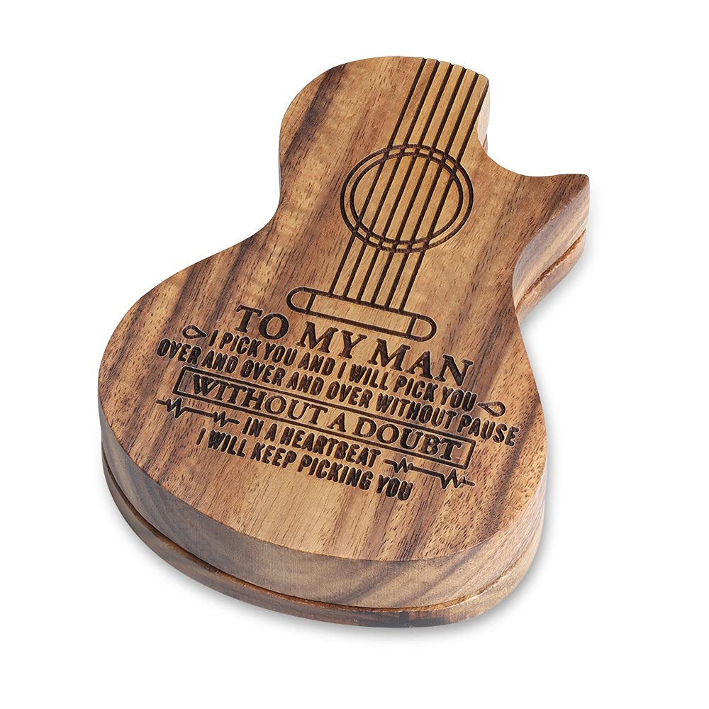 Custom Wooden Guitar Picks Set of 3 with Engraved Box - Personalized Music Gift for Guitar, Bass & Ukulele Players - Unique Birthday, Valentine's Day Present for Husband, Musicians - Perfect for Live Performances, Studio Sessions & Romantic Surprises