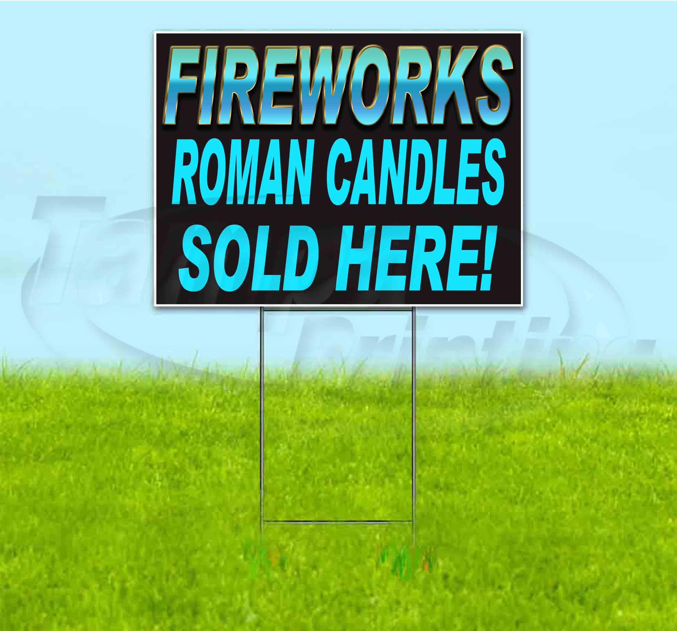 18x24 Inch Fireworks Roman Candles Yard Sign with Metal Stake - Bulk Discounts & Multi-Pack Options - Perfect for Firework Displays, Party Decorations & Event Advertising