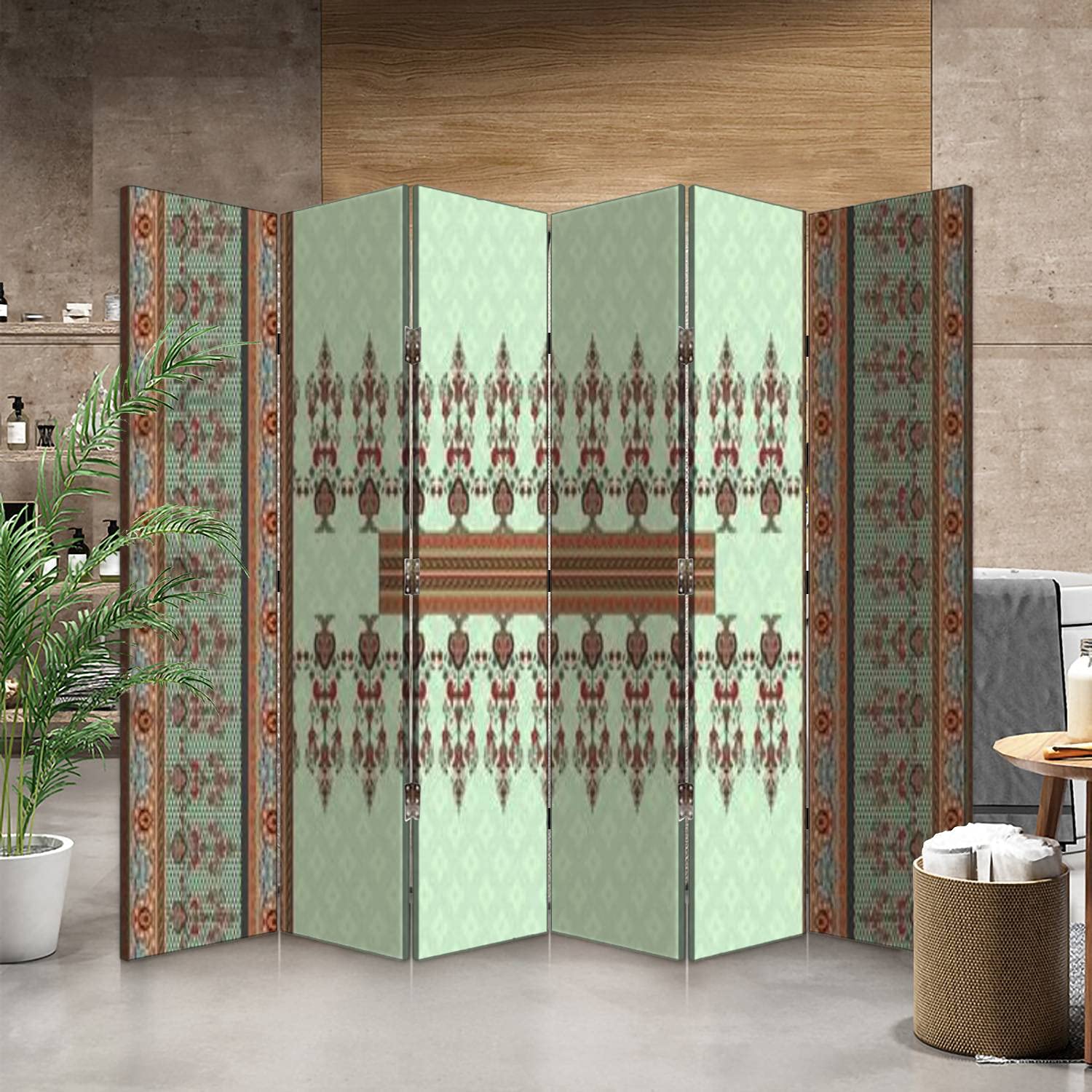 6-Panel Canvas Room Divider Screen with Digital Print Design - Foldable Privacy Partition for Bedroom, Office & Living Space | Decorative Wall Separator for Home Décor & Workspace Organization