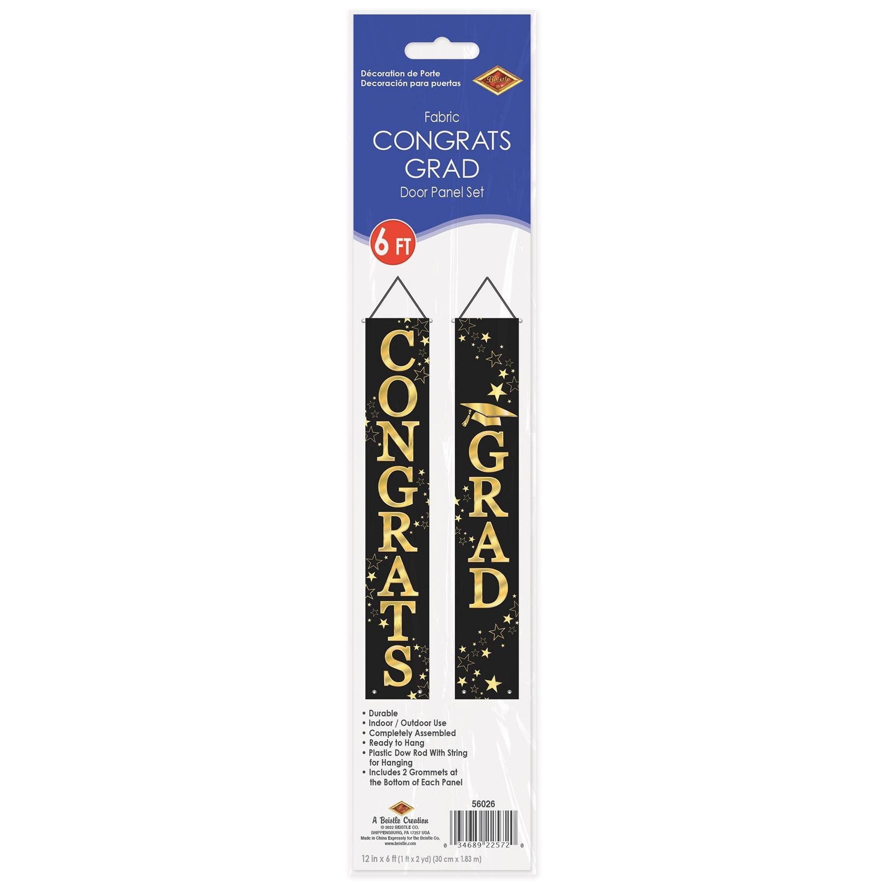 12 Pack Beistle Congrats Grad Fabric Graduation Party Door Panel Set - Decorate for High School & College Graduation Celebrations, Commencement Parties & Ceremonies
