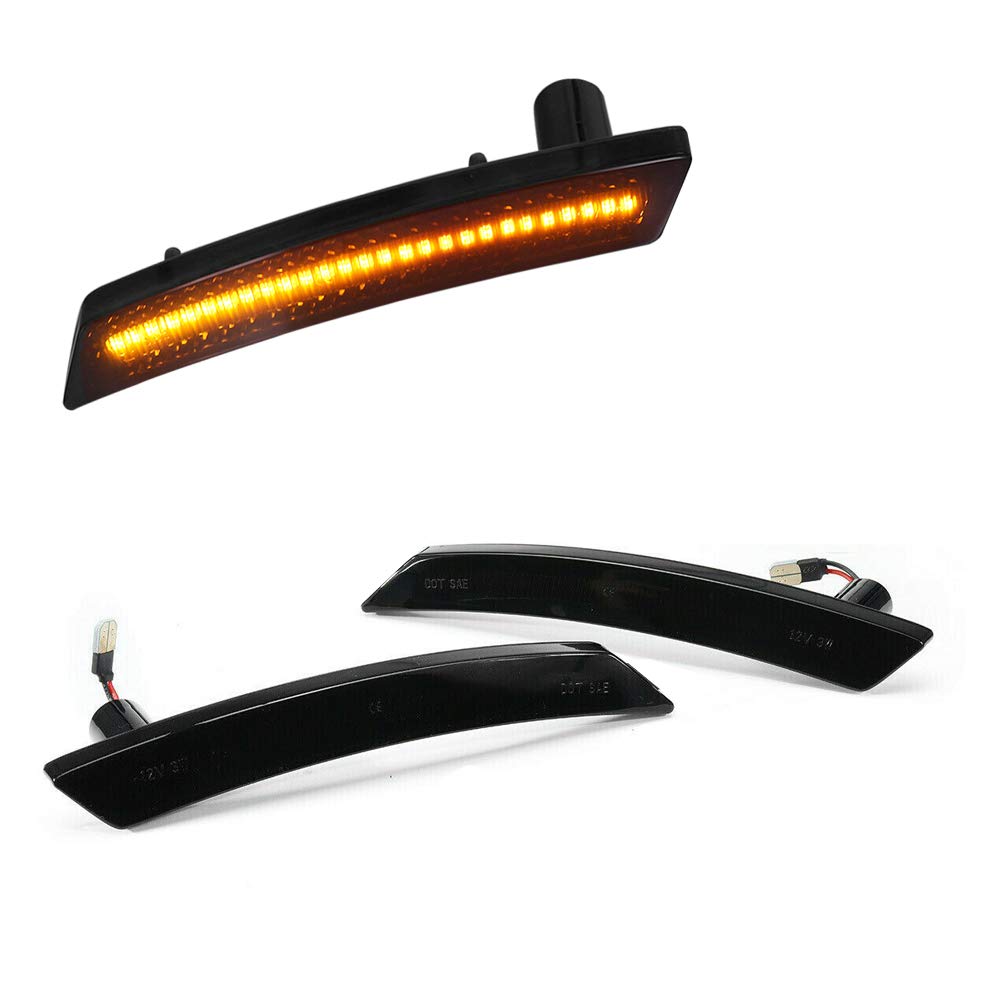 GTINTHEBOX Smoked Lens Amber LED Side Marker Light for 2007-2014 Mini Cooper R55 R56 R57 R58 R59 R60 R61 - Front Wheel Arch Replacement - Enhance Visibility & Style for Night Driving & Custom Car Mods