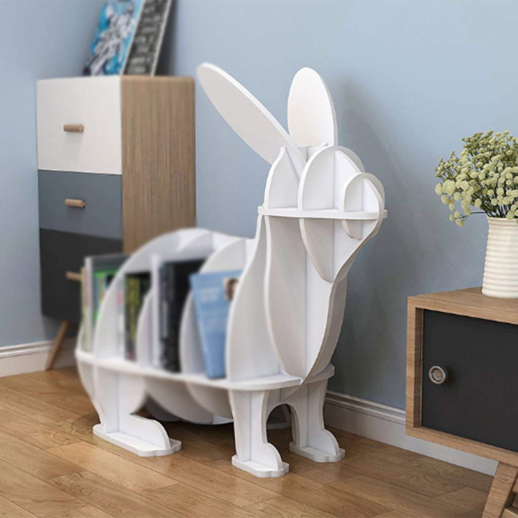 Kids Book Shelf Organizer - Rabbit-Shaped Floor Book Display Shelf for Children's Room | Eco-Friendly High-Density Board, No Assembly Needed | Perfect for Bedroom, Playroom & Classroom Organization