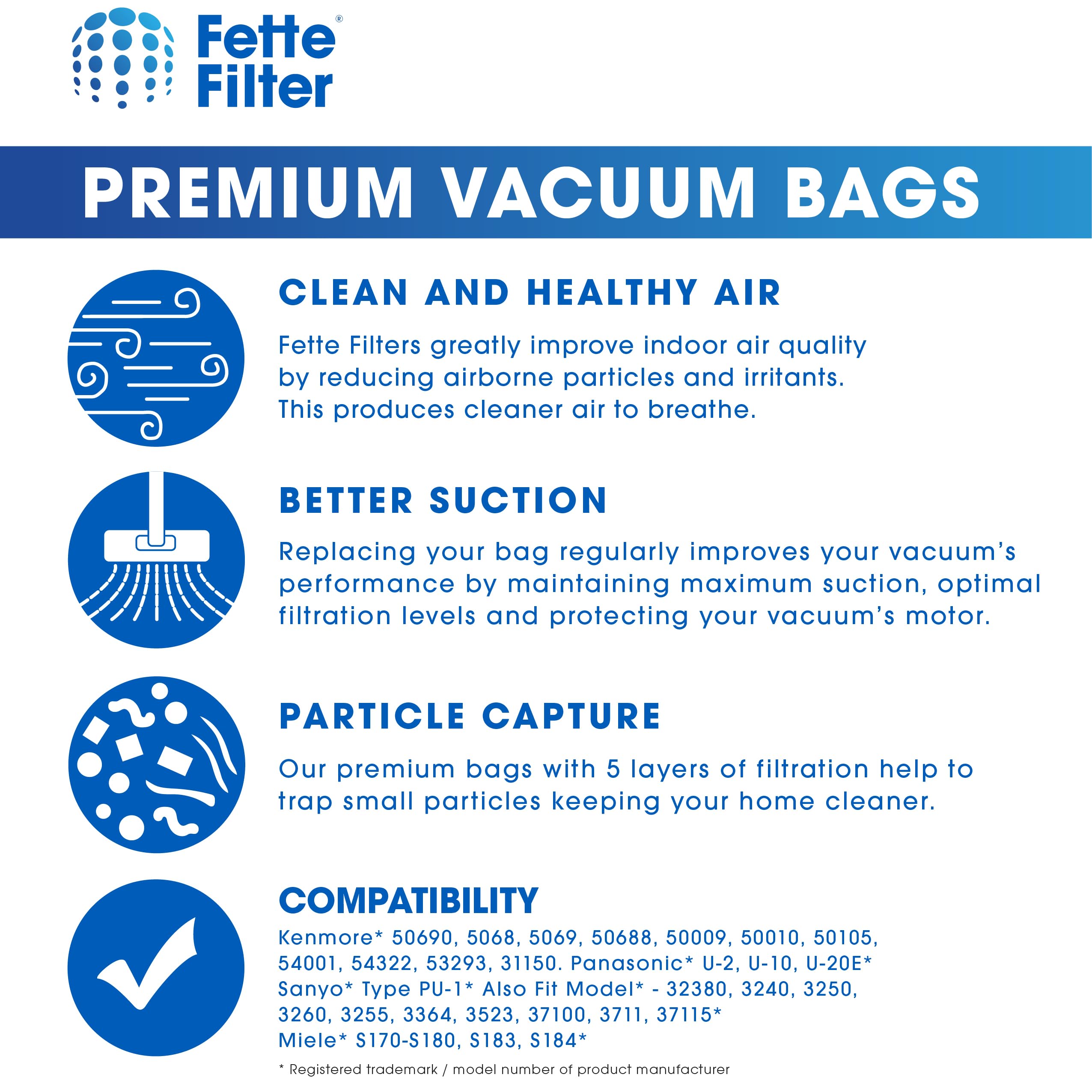 Premium HEPA Vacuum Bags 53294 Type O - 12 Pack Compatible with Kenmore Upright Vacuum Cleaners | High Efficiency Dust Filtration | Ideal for Pet Hair, Allergen Removal & Deep Home Cleaning