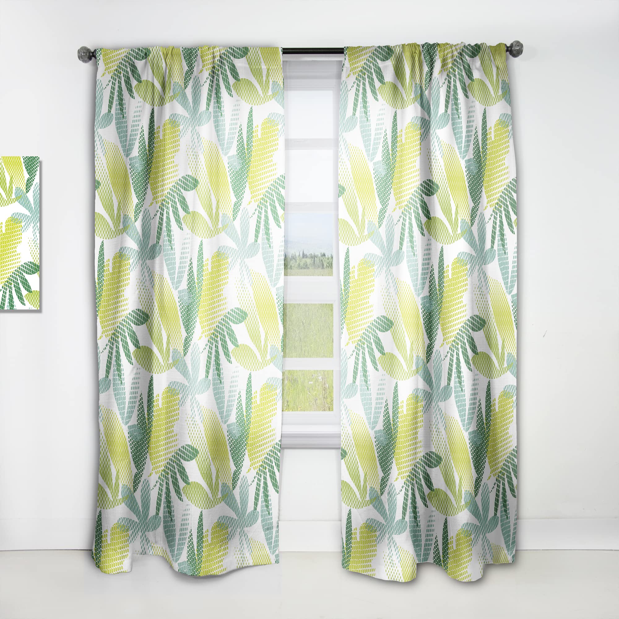 DesignQ Thermal Insulated Curtains 'Tropical Botanicals III' - 52x90 Inch Single Panel Blackout Drapes for Bedroom & Living Room - Perfect for Privacy, Light Control & Energy Savings