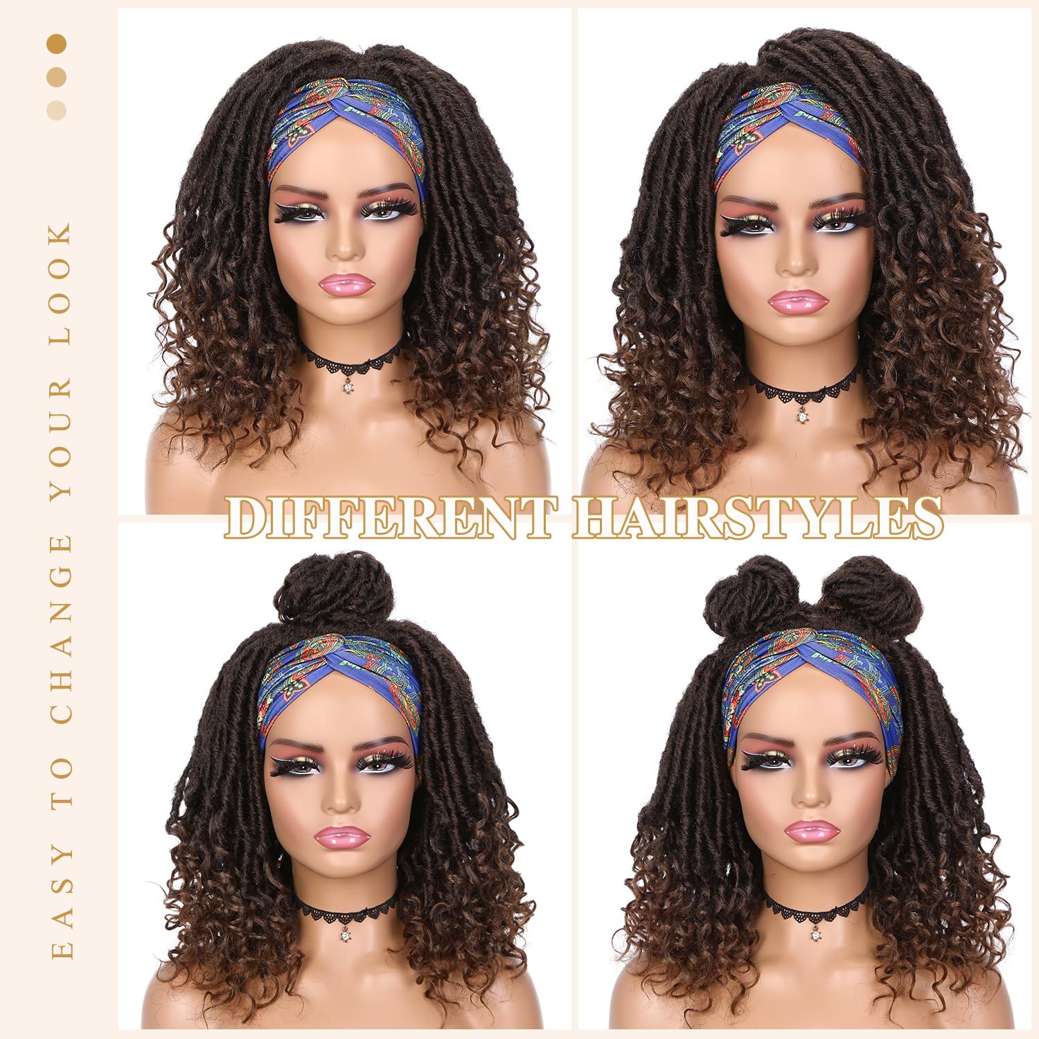 Short Dreadlock Wig for Black Women - Hand Braided Synthetic Goddess Twist Wig | Natural Looking Braided Curly Wigs for Daily Wear & Cosplay | Perfect for Parties, Halloween & Protective Hairstyles (4/30)