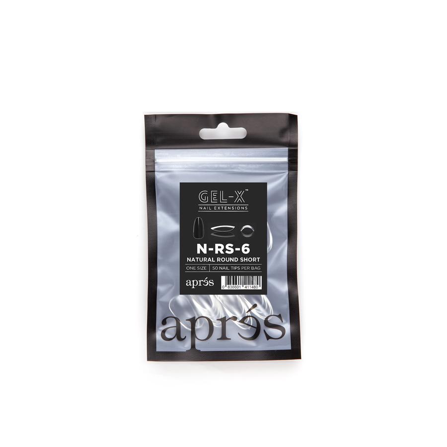 Apres Gel X Refill Bags - Natural Round Short Size 6 (50 Pcs) | DIY Nail Extension Kit for Salon & Home Manicure | Perfect for Nail Artists & Beginners