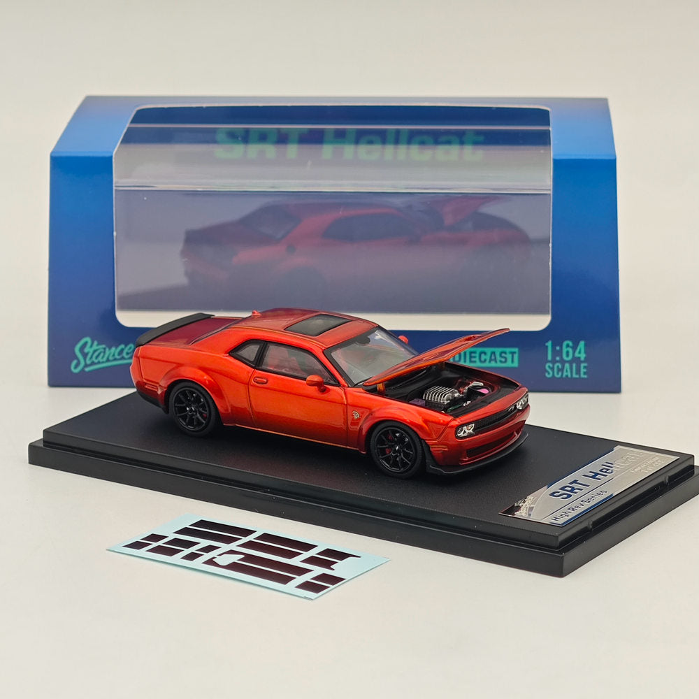 1:64 Scale SH Dodge SRT Hellcat Muscle Car - Orange Diecast Model Toy for Collectors & Racing Enthusiasts | Perfect for Display, Gifts & Car Racing Scenes