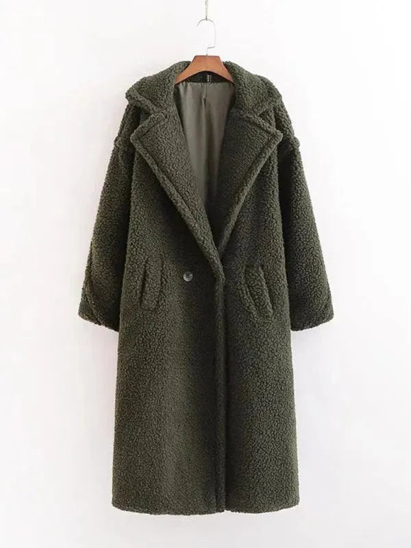 Women's Warm Fur Woolen Overcoat - Winter Fashion Coat for Women, Soft & Cozy Outerwear with Thick Insulation - Perfect for Cold Weather, Snow Days & Outdoor Activities