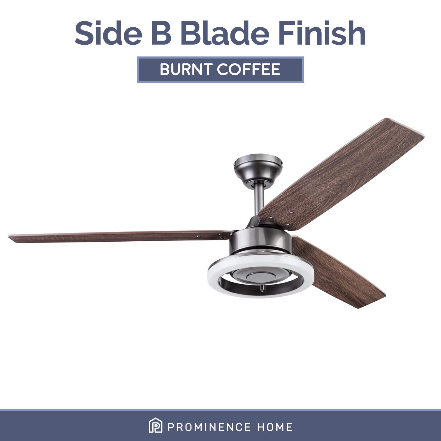Prominence Home 51488-01 Orbis 52-Inch Gun Metal Ceiling Fan with Light Kit - Modern Indoor Cooling for Living Room, Bedroom & Office