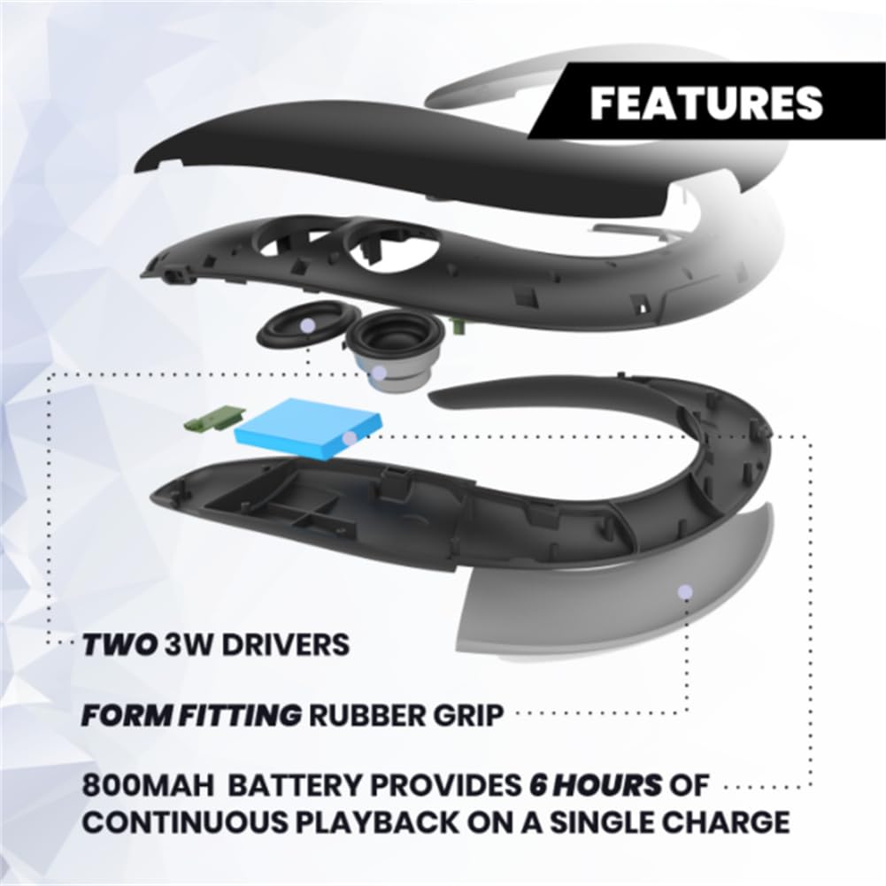 2025 Nomodo Wireless Wearable Bluetooth Speaker - Rechargeable Sweatproof Neckband Speaker with 3D Stereo Sound & IPX7 Waterproof for Sports, Gym, Running, Hiking, and Outdoor Activities