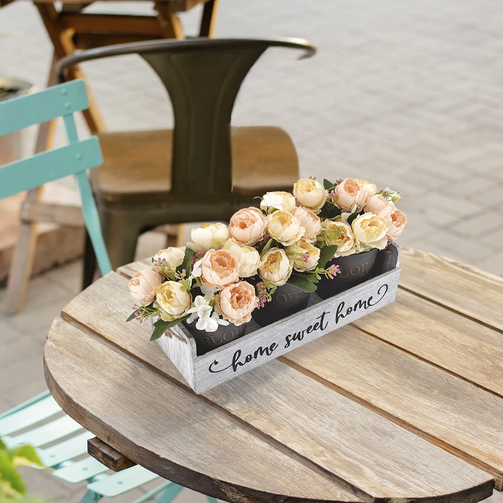 Handmade Retro Flower Pots - Rustic Wedding Table Centerpiece for Farmhouse Kitchen, Dining Room, Living Room & Coffee Table Decor (Champagne) | Perfect for Wedding Receptions, Anniversary Celebrations & Home Décor