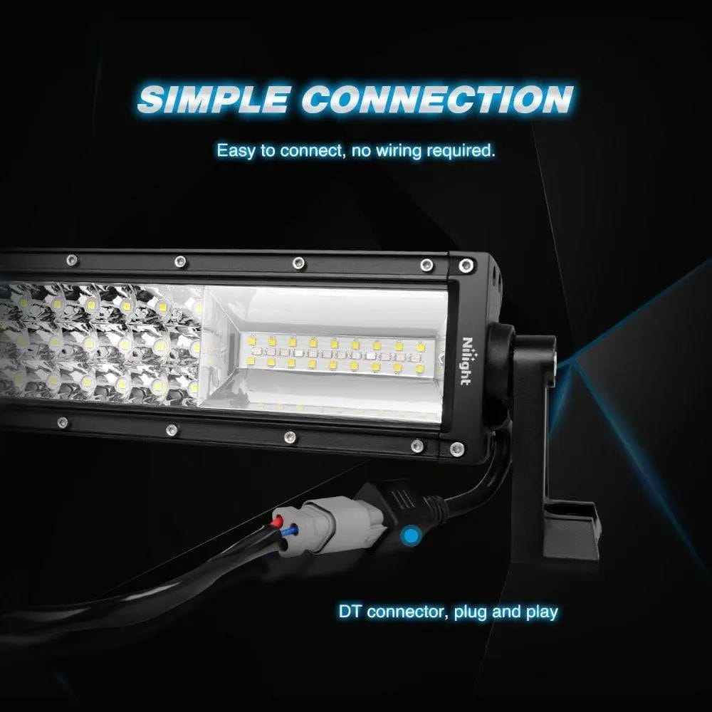 22 Inch 270W 13500LM Triple Row Amber/White LED Light Bar - Spot & Flood Combo with 16AWG DT Wire - Perfect for Off-Road Trucks, ATVs, UTVs & Marine Applications