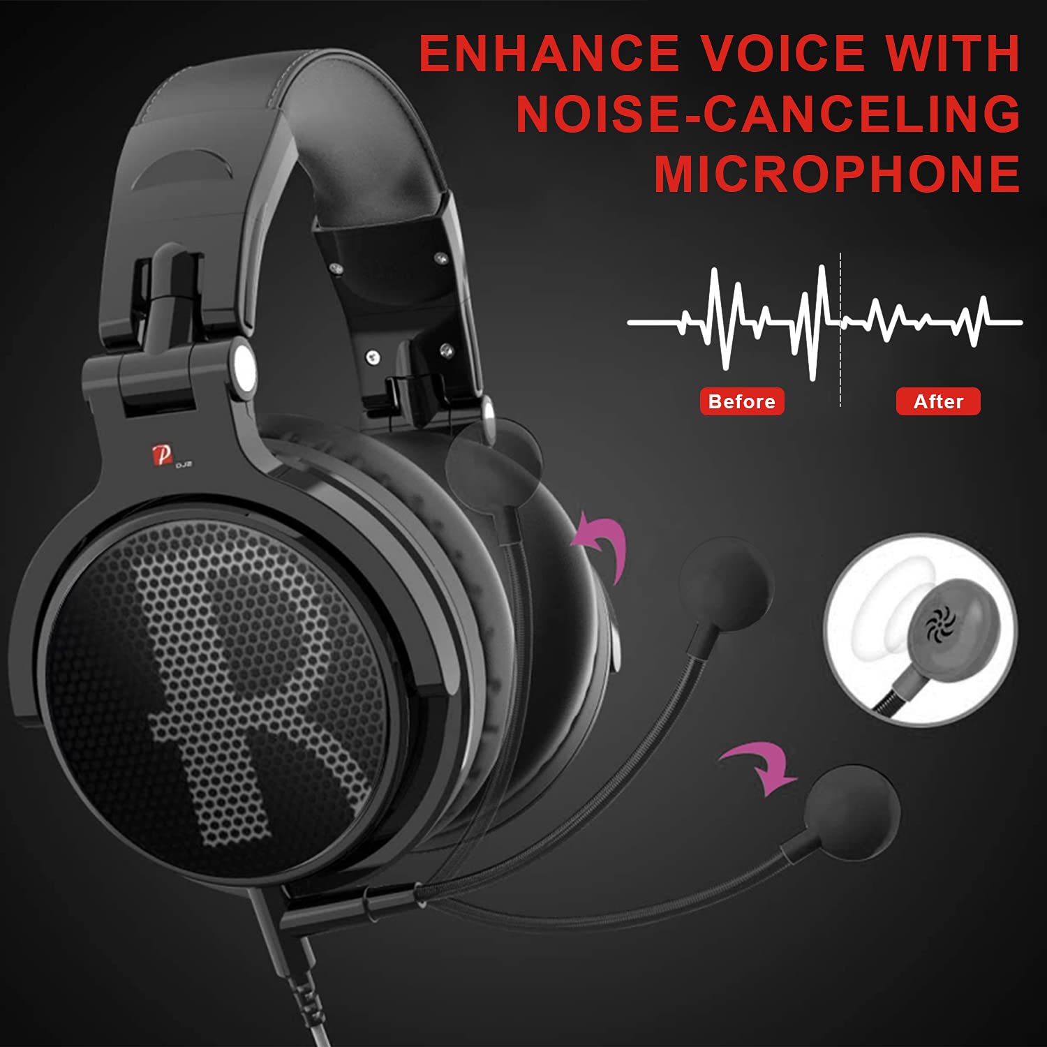 Prosonic DJ2KG Professional Wired Over-Ear Headphones with Boom Mic - Noise Cancelling Gaming Headset for PC, PS4, Xbox One | Perfect for Business Meetings, Skype, Zoom, Discord & Podcasting | Includes SharePort & Volume Control (Black) - Ideal for Remote Work, Online Classes & Multiplayer Gaming