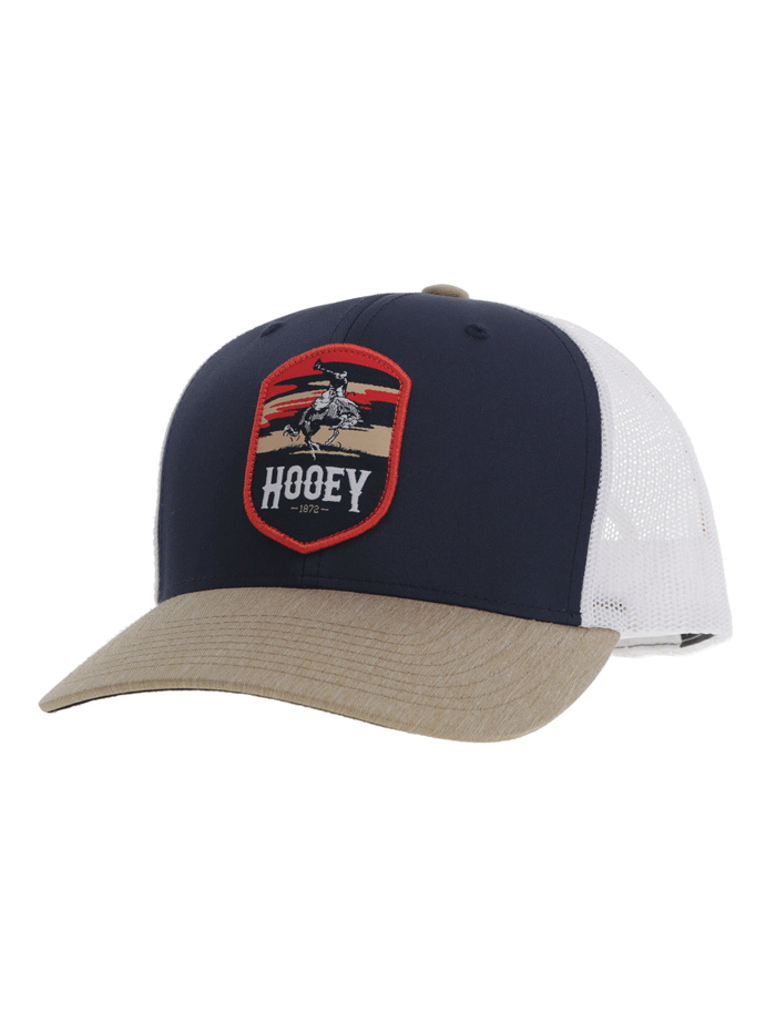 Hooey 2444T NVWH CHEYENNE Mid Profile Trucker Hat - Navy & White Adjustable Snapback Cap for Men & Women - Perfect for Outdoor Activities, Fishing, Hiking and Casual Wear