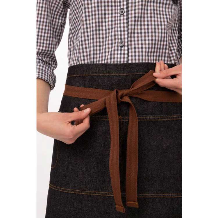 Chef Works AW048BLK Memphis Half Bistro Apron - Black Professional Kitchen Apron (28.5