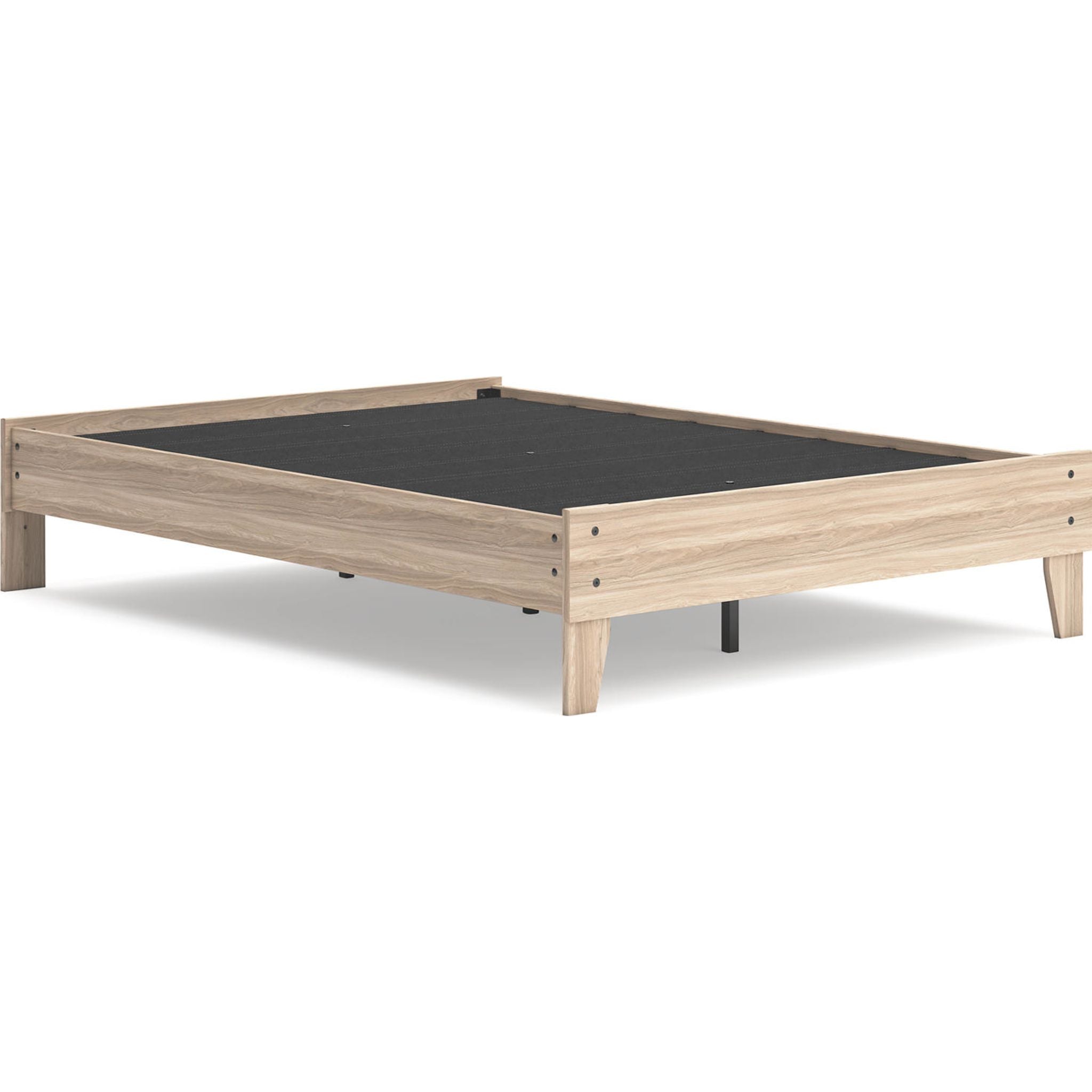 Battelle Full Platform Bed Frame in Tan - Modern Minimalist Wooden Bed with Sturdy Support - Perfect for Bedroom, Guest Room, and Small Space Living