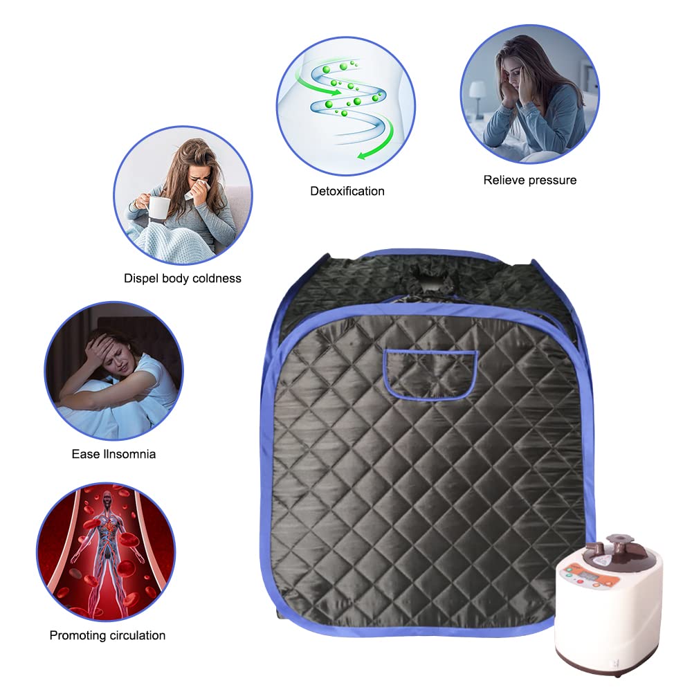 Smartmak Portable Steam Sauna for Home Use - 2L Personal Full Body Sauna Tent with Remote Control for Relaxation & Detox - Perfect for Spa, Yoga & Post-Workout Recovery (Black)