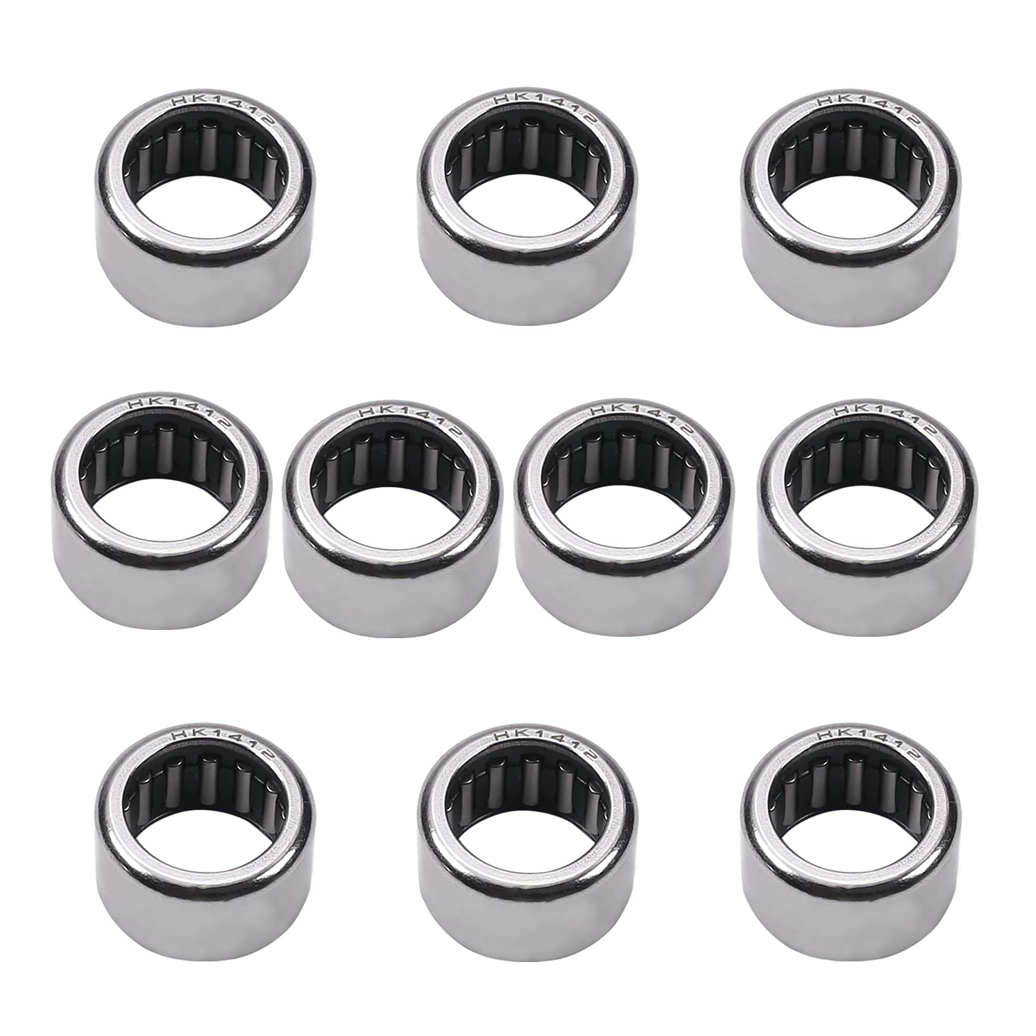 Yinpecly HK1412 Needle Roller Bearings - 14mm Bore, 20mm OD, 12mm Width - Open End, 7500N Static Load, 6800N Dynamic Load, GCr56 Steel - Perfect for Spin Mop Buckets, Industrial Machinery & Power Tools (1 Piece)