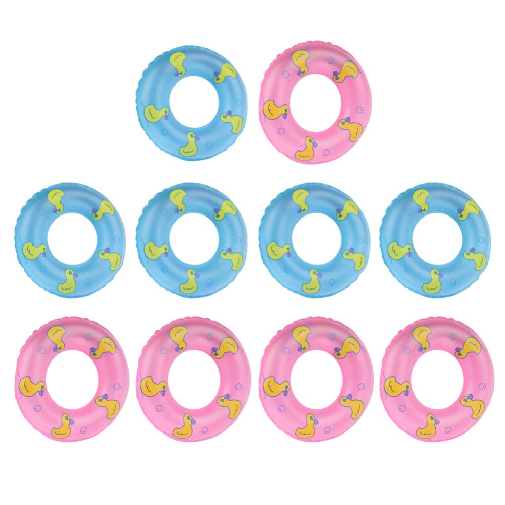 10pcs Mini Inflatable Swim Rings for Girls - Toddler Pool Float Toys, Kids Swimming Accessories with Cute Prints (Random Colors) - Perfect for Summer Beach Parties, Pool Games & Water Play