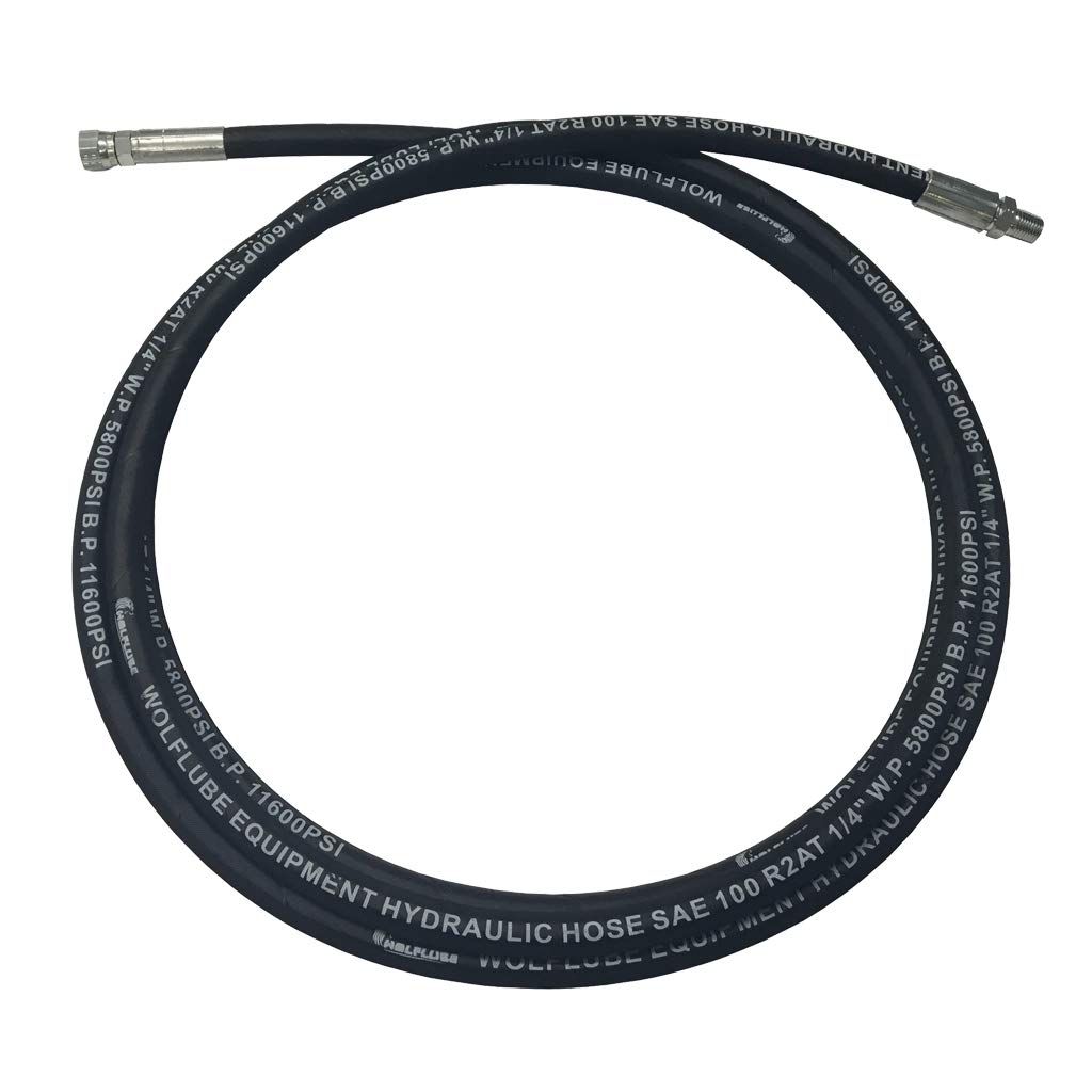 1/4 Inch NPTM-NPTF Grease Hose - 5 Feet Heavy Duty Hydraulic Connection Hose for Lubrication Systems, Automotive, Industrial & Agricultural Equipment