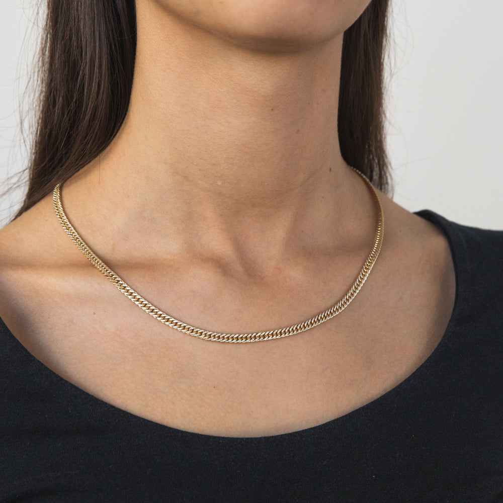 9ct Silver Filled Yellow & White Gold Double Curb Chain 50cm - Elegant Unisex Necklace for Everyday Wear, Gifts & Special Occasions
