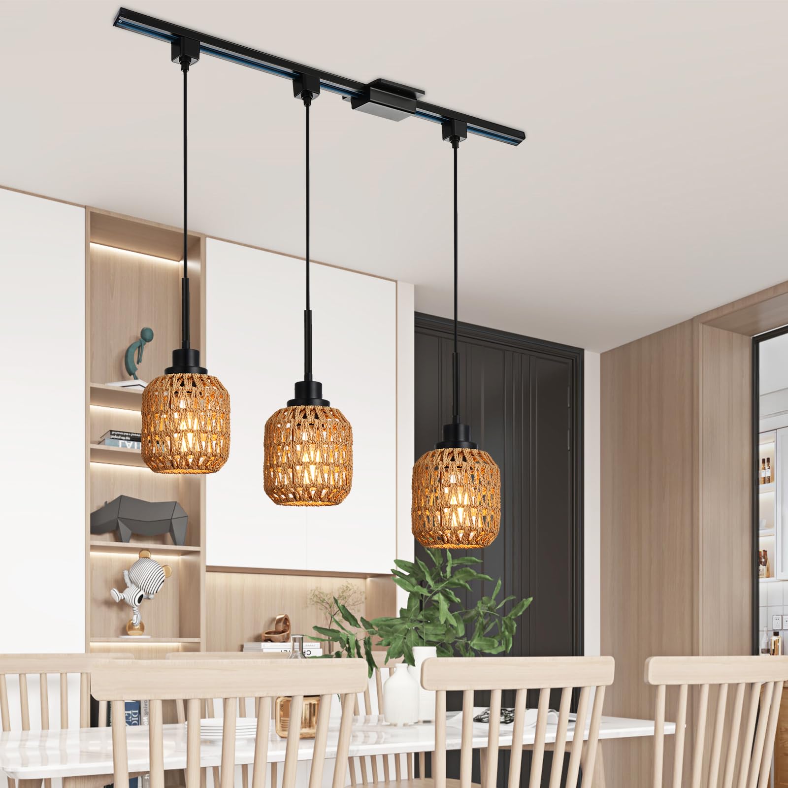 3-Light H-Shaped Track Lighting Pendant Set with 39.3
