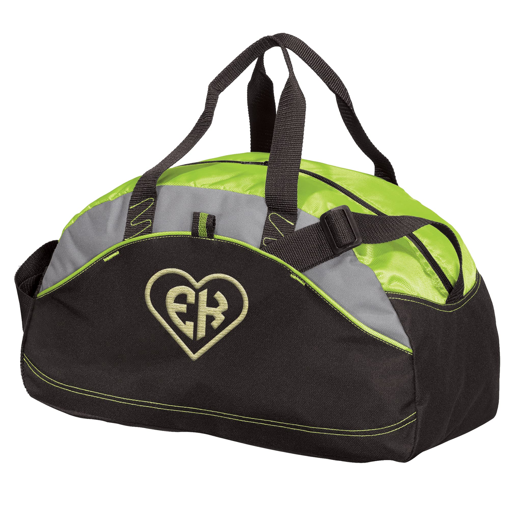 Custom Embroidered Monogram Sport Duffel Bag - Medium Size Water Resistant Gym Travel Bag in Lime Green | Perfect for Workouts, Weekend Getaways & Sports Equipment Storage