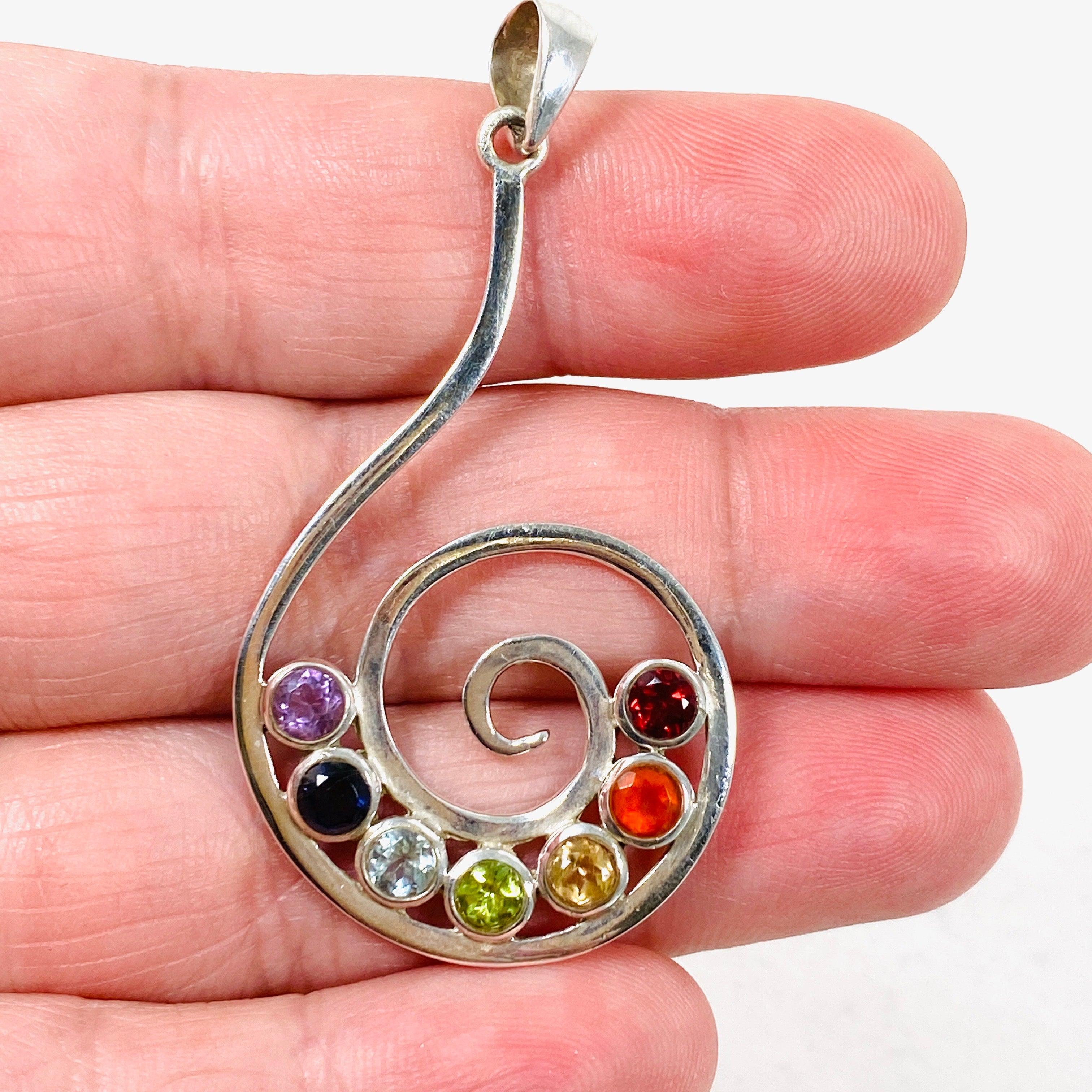 Chakra Spiral Pendant Necklace PPGJ566 - Healing Crystal Jewelry for Meditation, Yoga & Spiritual Balance | Perfect for Energy Cleansing & Mindful Gifts