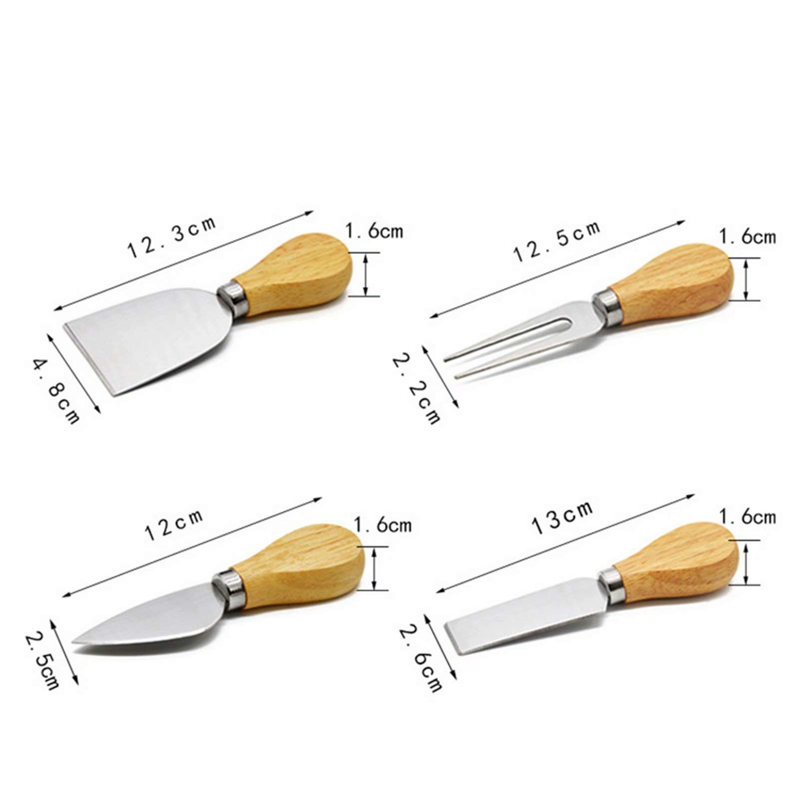 4-Piece Stainless Steel Cheese Knife Set with Bamboo Handle - Perfect for Soft & Hard Cheeses, Charcuterie Boards, Pizza, Cakes - Ideal Gift Set for Cheese Lovers & Entertaining