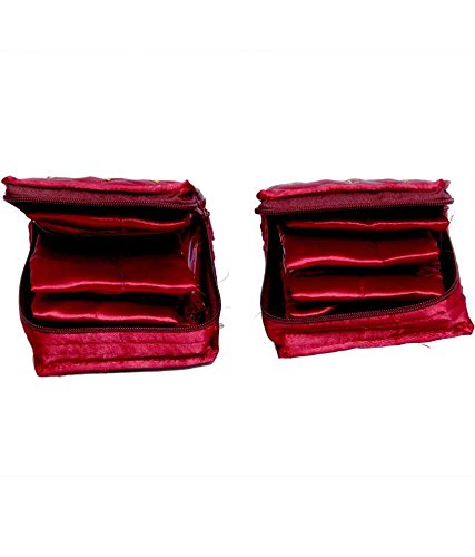 HanuEnterprises Small Satin Makeup Vanity Box - Maroon Jewelry Organizer for Travel & Home Storage | Perfect for Cosmetics, Rings & Accessories