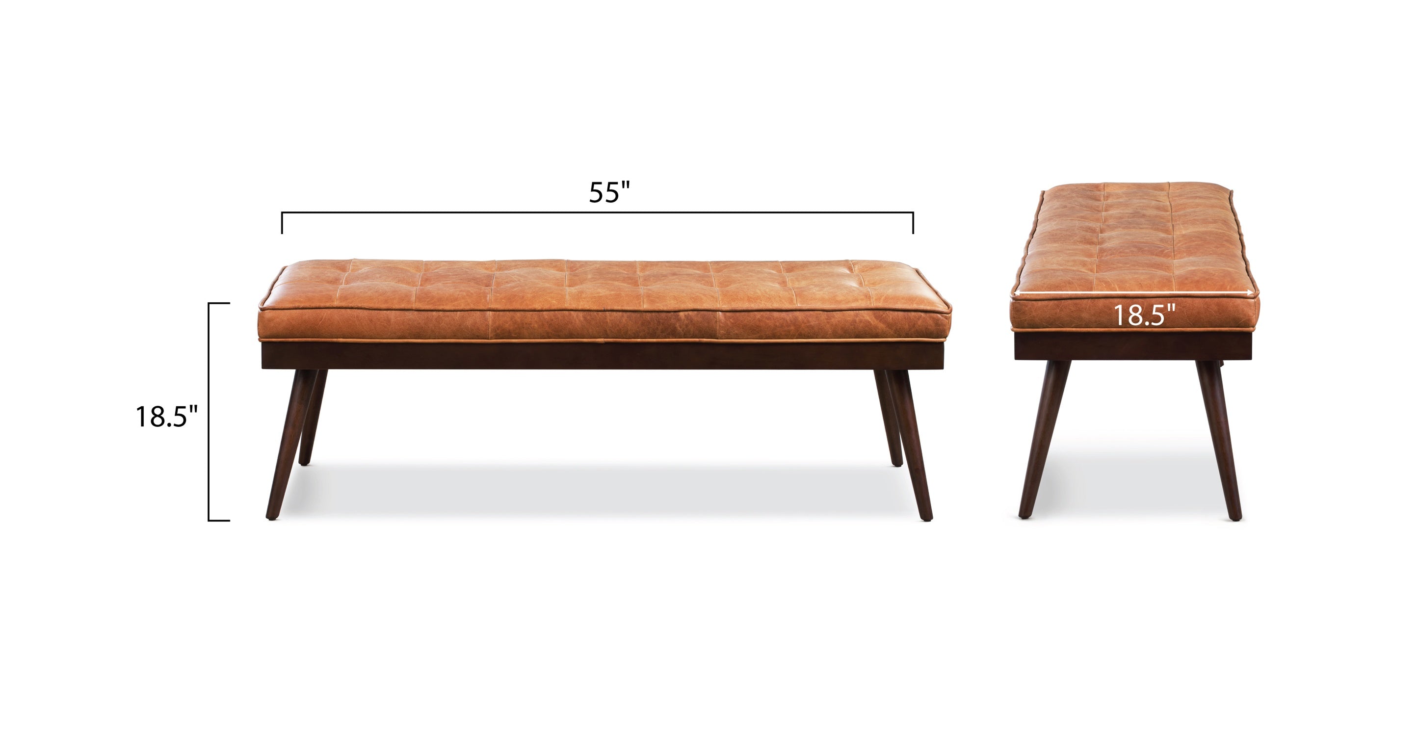 Luca Leather Bench - Modern Upholstered Storage Ottoman with Tufted Design for Living Room, Bedroom, or Entryway - Durable Faux Leather Seat with Sturdy Wooden Legs - Perfect for Extra Seating, Footrest, or Stylish Home Decor