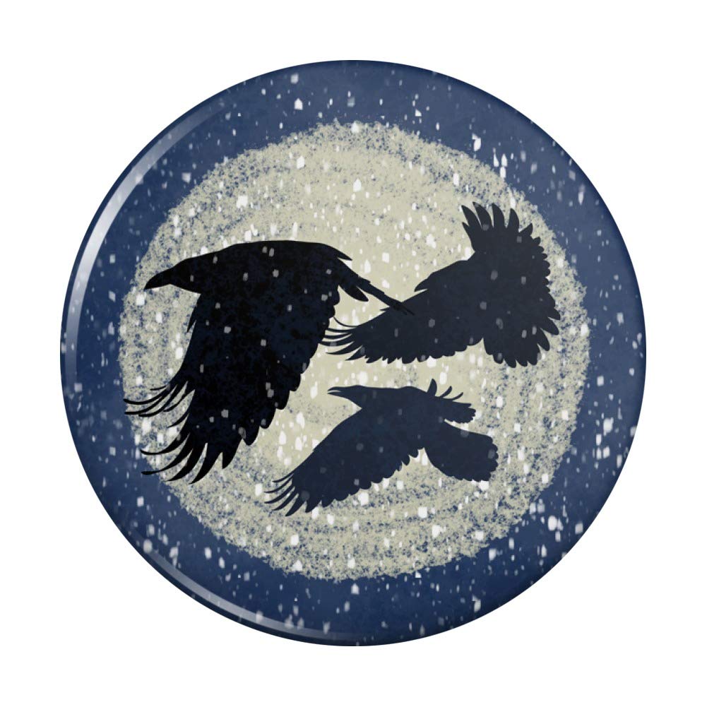 Ravens in Snow Fridge Magnet - Decorative Kitchen Refrigerator Locker Button - Perfect for Gothic Home Decor, Winter Themed Kitchens & Office Accessories
