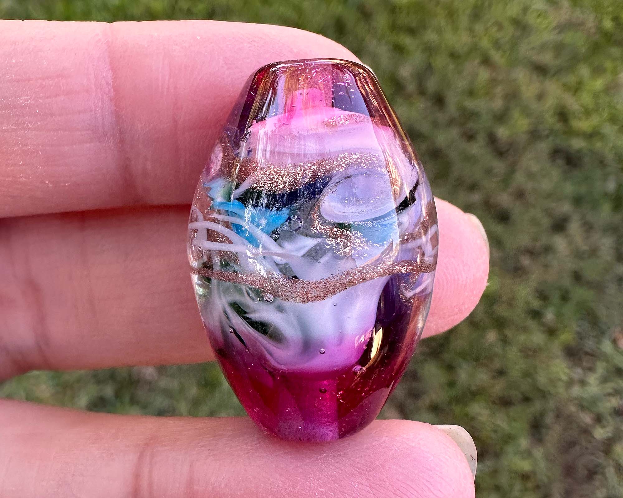 Rose Gold Radiance Lampwork Focal Bead SRA - Handmade Glass Bead for Jewelry Making, DIY Crafts, Necklace & Bracelet Designs - Perfect for Beaders, Artists & Craft Lovers