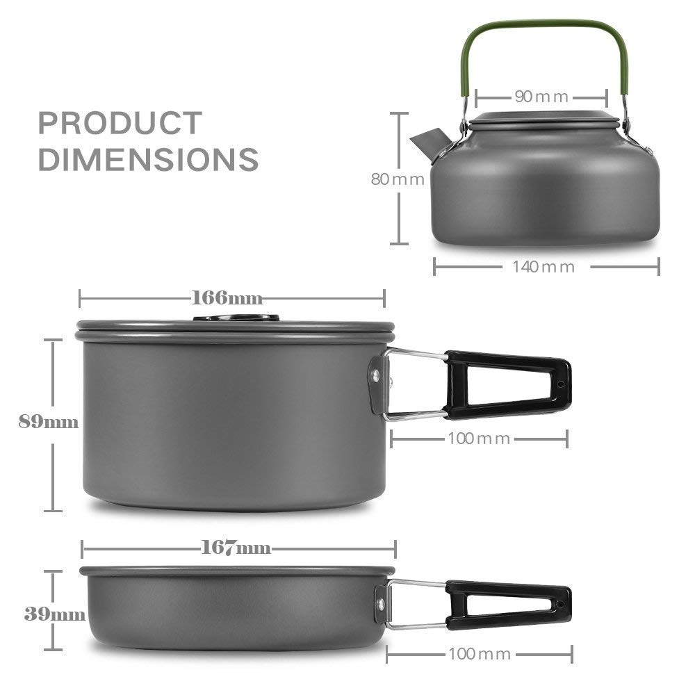 **Nonstick Camping Cookware Set - Lightweight Backpacking Pots & Pans with Mesh Storage Bag - Perfect for Hiking, Picnics & Outdoor Cooking - Ideal for Backpackers, Campers & RV Travel - Great for Campfire Meals, Backcountry Adventures & Family Camping Trips**