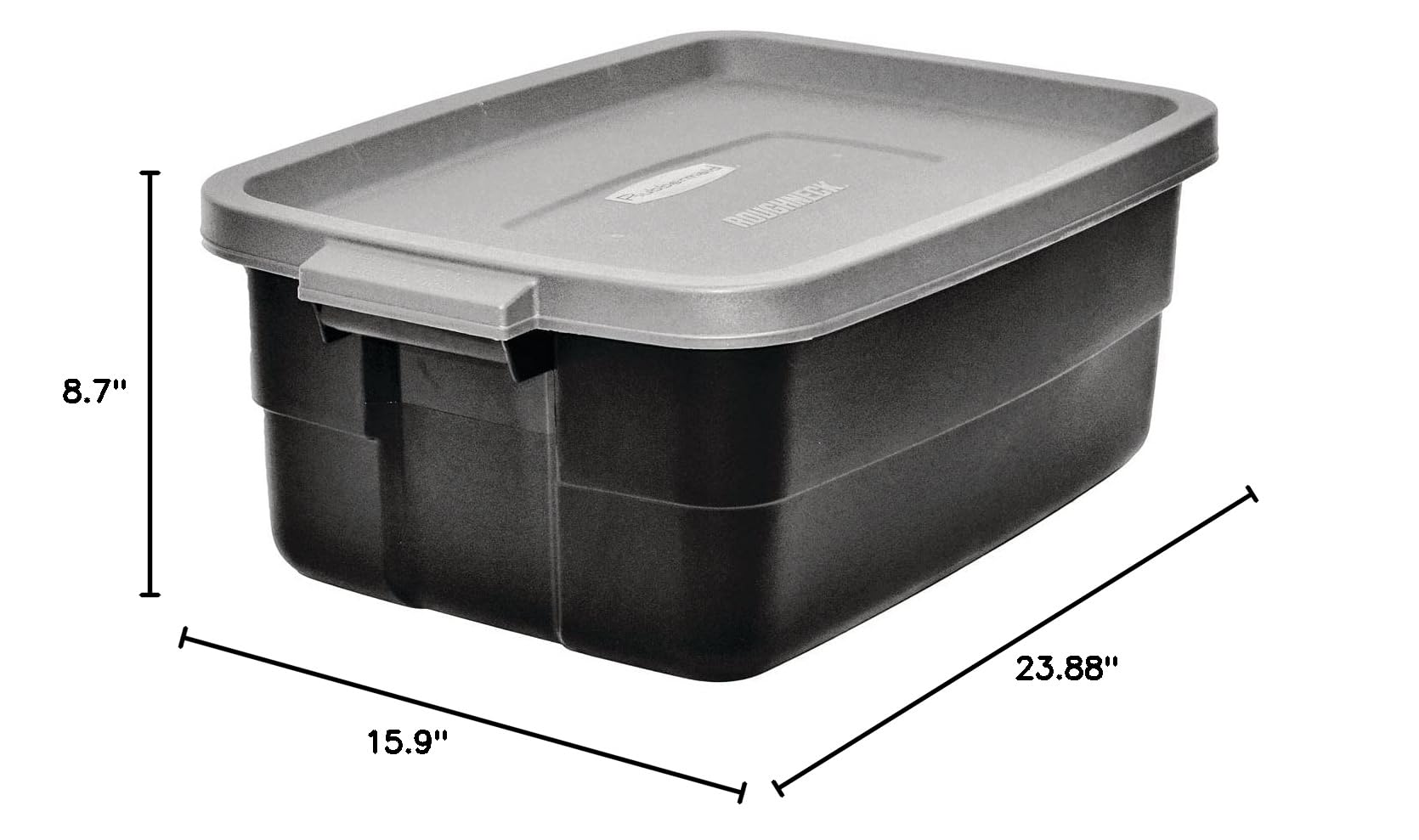Rubbermaid RMRT100007 10 Gallon Black/Cool Gray Roughneck Storage Tote with Lid - Heavy Duty Plastic Bin for Home Organization, Garage Storage & Moving Supplies - Durable Stackable Container for Clothes, Toys & Seasonal Items