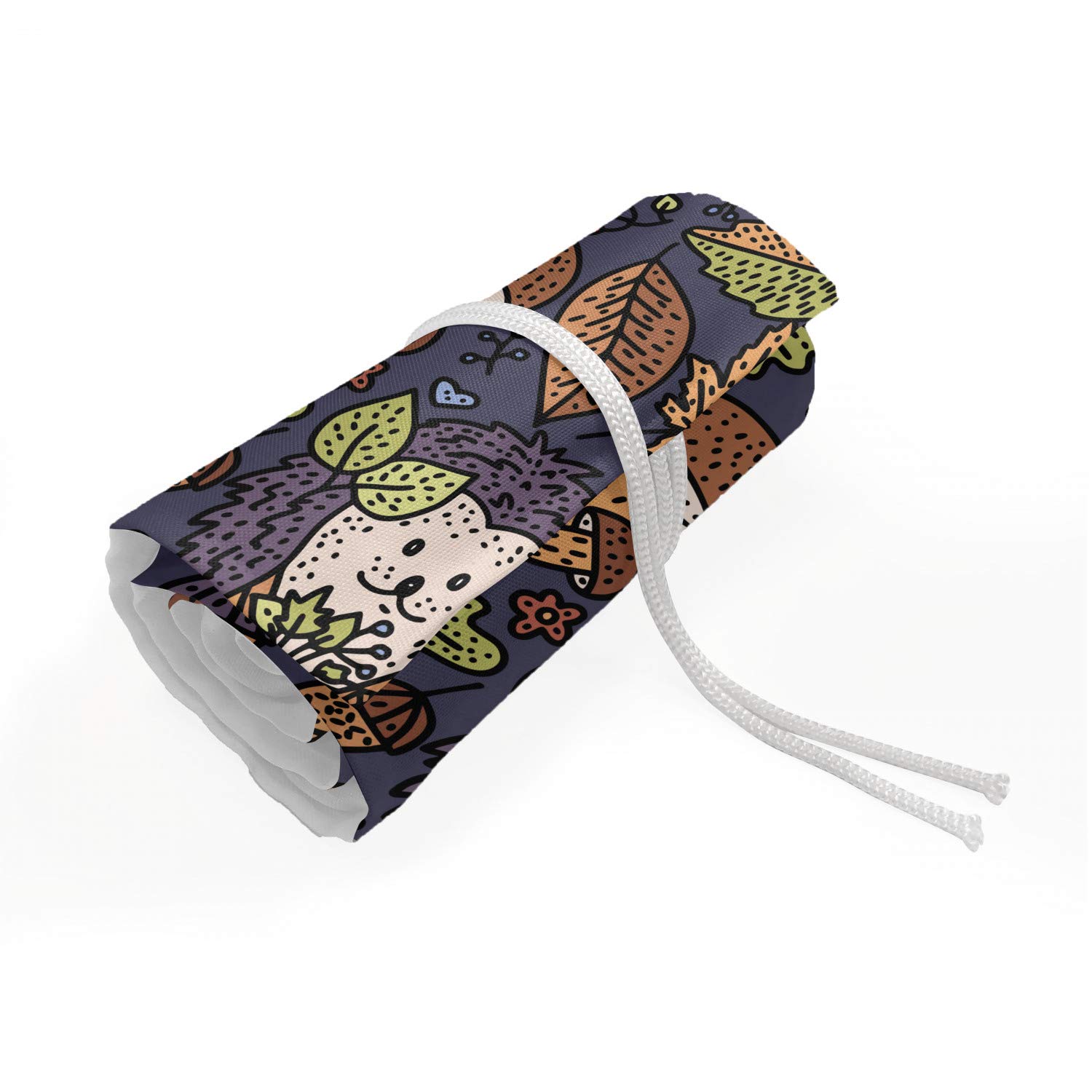 Hedgehog Pencil Case - Durable Canvas Organizer with 48 Loops for School & Office