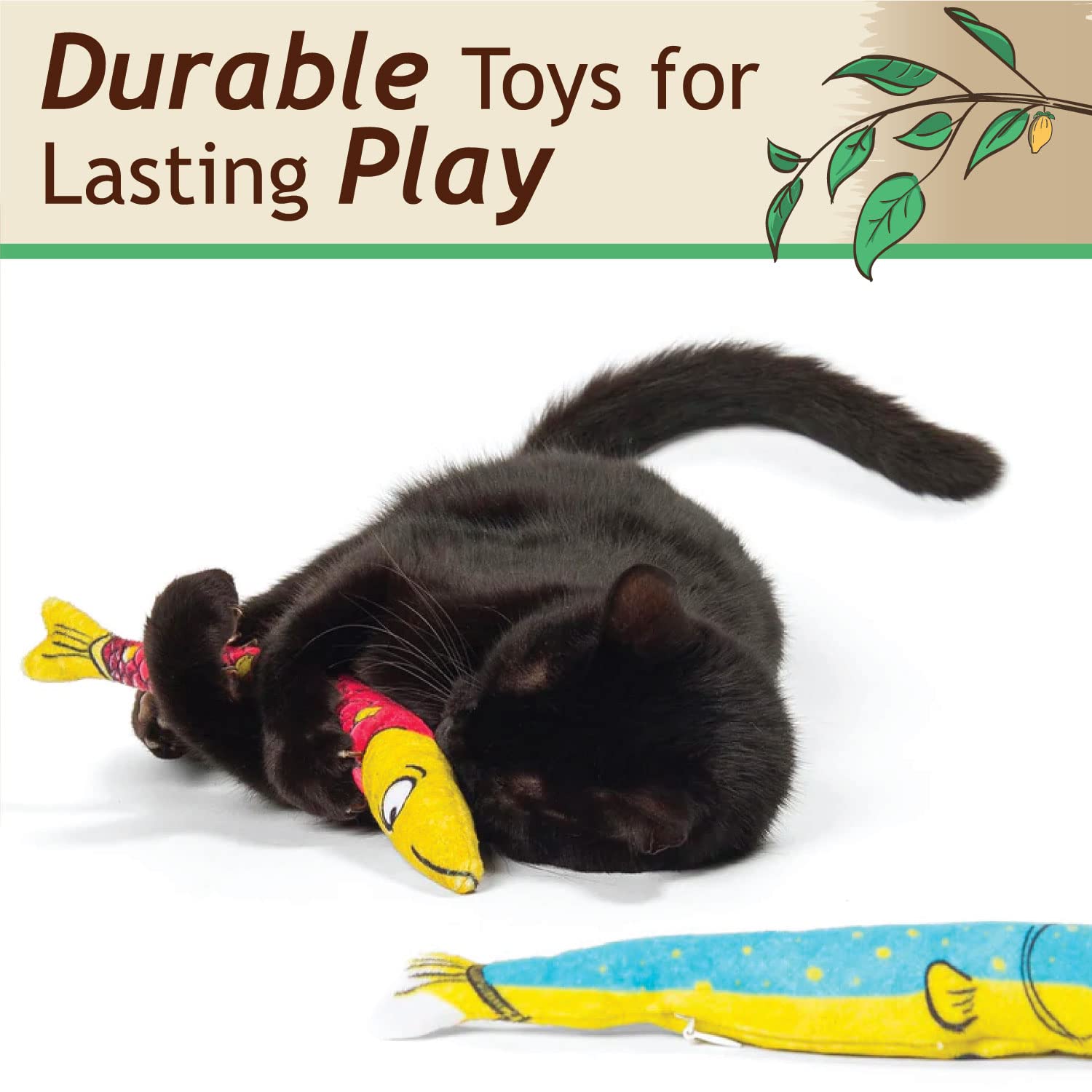 Organic Silvervine Sardine Cat Toys 2-Pack - 100% Natural Catnip Alternative for Kittens & Adult Cats | Wild Harvested Silvervine Sticks | Refillable Plush Fish Toy for Playtime & Stress Relief