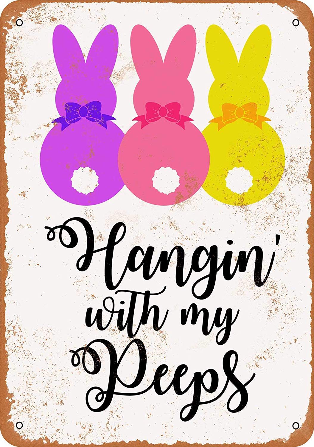 Jeremy Mann Vintage Tin Metal Sign - 'Hanging with My Peeps 2' Retro Wall Art Decor 8x12 Inches - Perfect for Home, Bar, Cafe & Man Cave Decorations