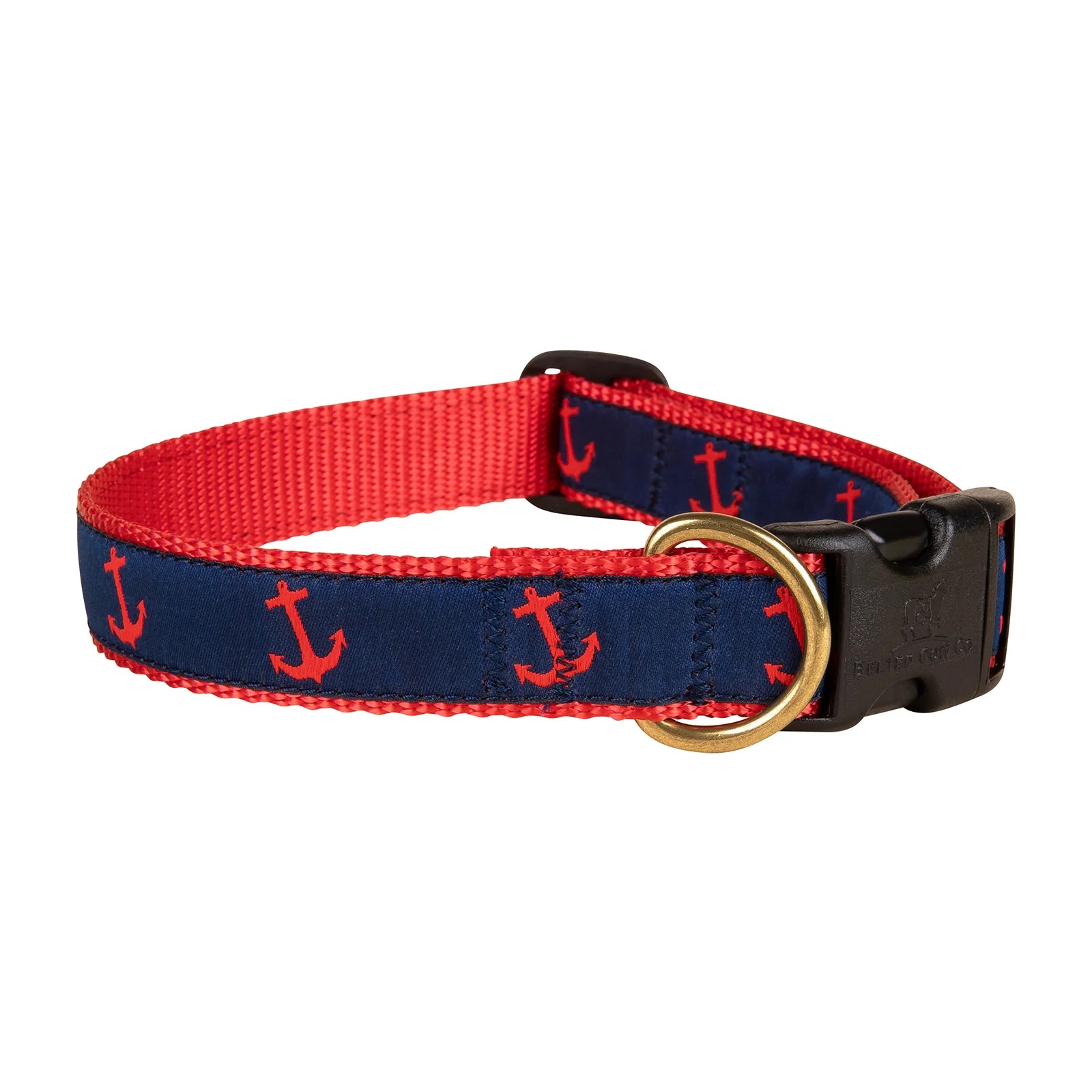 Premium Navy & Red Anchor Pattern Dog Collar - Adjustable Nylon Pet Collar for Small Medium Large Dogs - Perfect for Boating, Beach Walks & Outdoor Adventures
