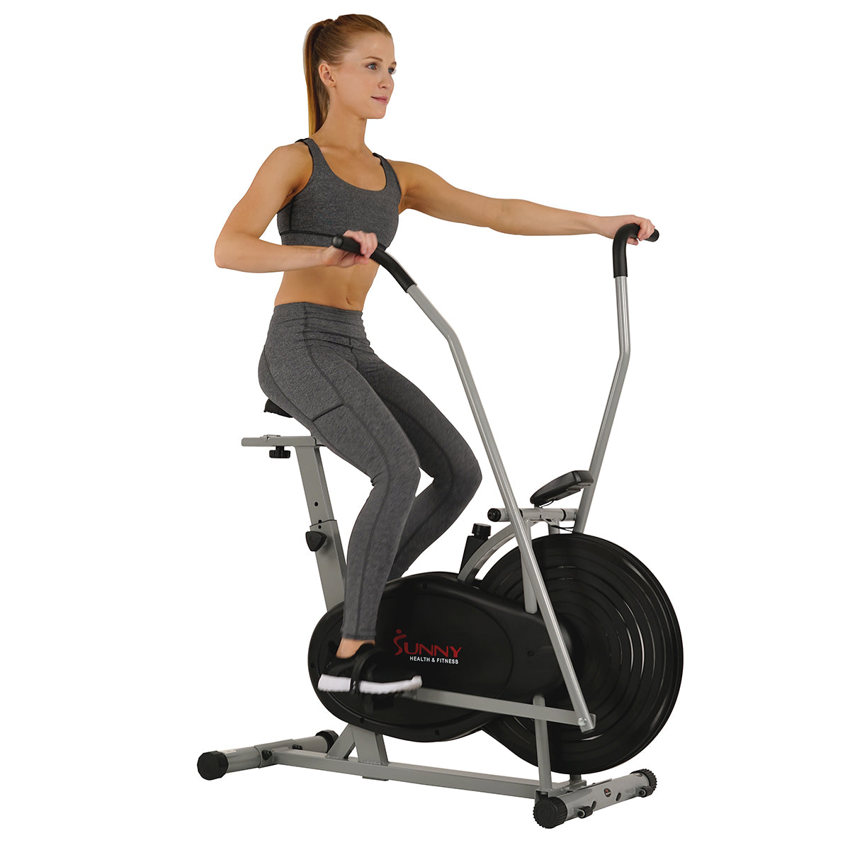 Premium Air Resistance Upright Hybrid Exercise Bike - Indoor Cycling Bike for Home Gym, Cardio Workout & Full-Body Training - Perfect for Small Spaces, Apartment Fitness & Weight Loss