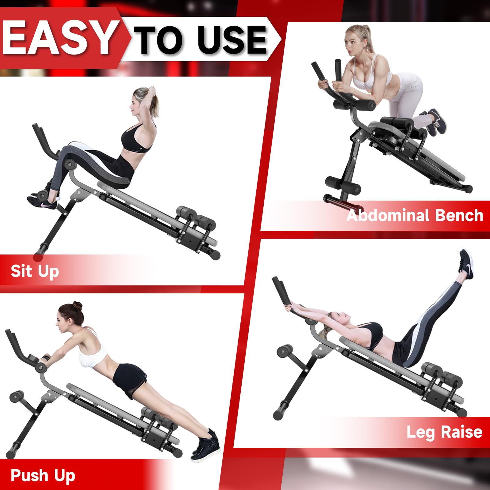Bigzzia Ab Machine - Foldable Adjustable Abdominal Trainer for Home Gym, Core & Stomach Workout Equipment | Perfect for Crunches, Sit-Ups & Full Ab Exercises at Home
