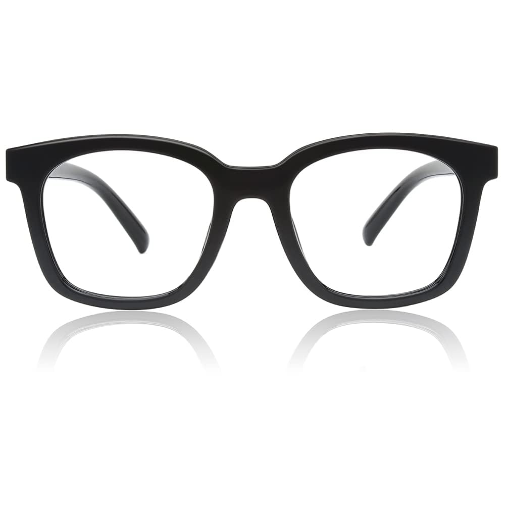 JiSoo Women's Reading Glasses 1.25 Magnification - Oversized Designer Readers with Spring Hinge for Comfort (Black) - Perfect for Reading Books, Using Smartphones, and Working on Computers