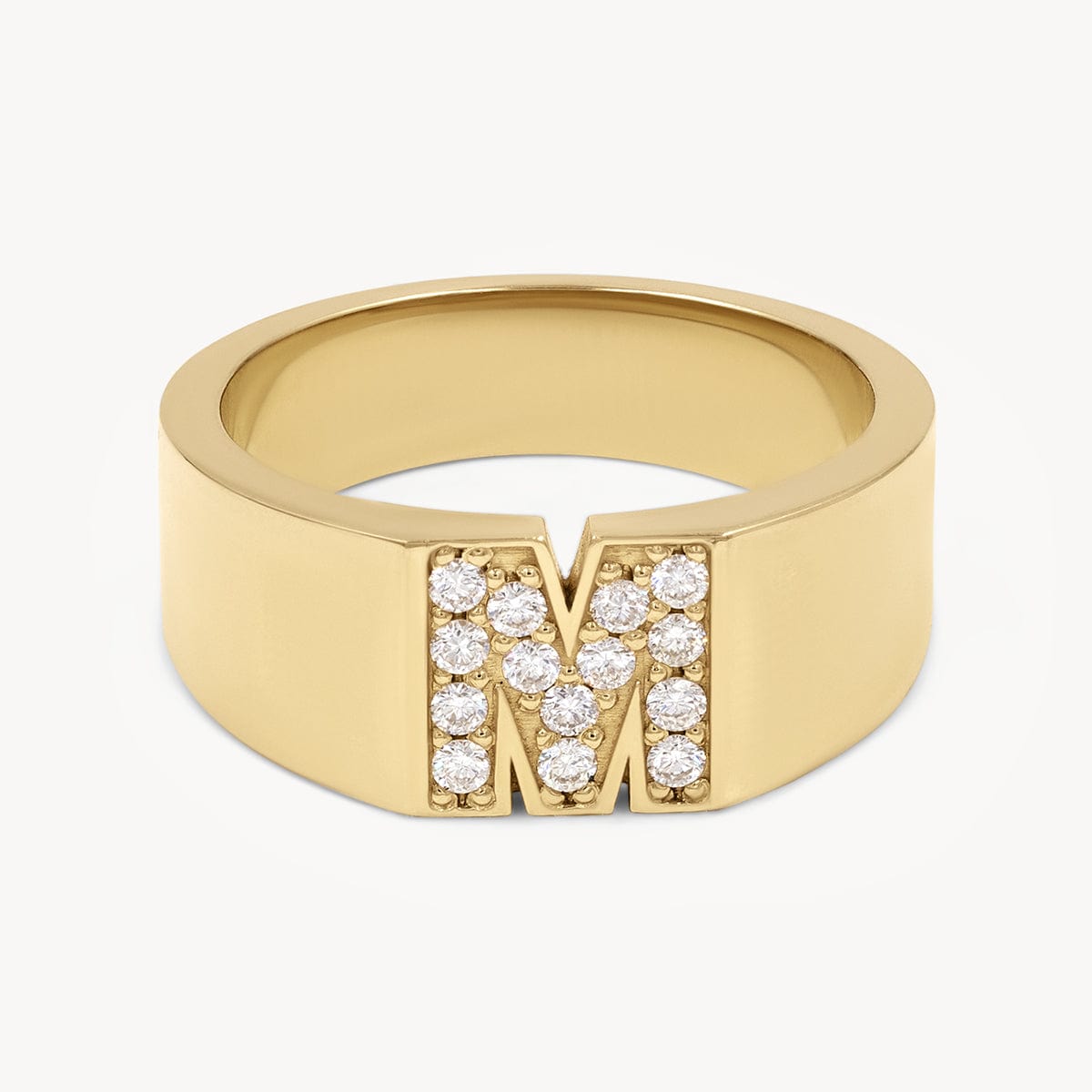 Pave Letter M Ring - Sterling Silver Initial Ring for Women, Dainty Alphabet Jewelry Gift for Her - Perfect for Birthdays, Anniversaries & Everyday Wear