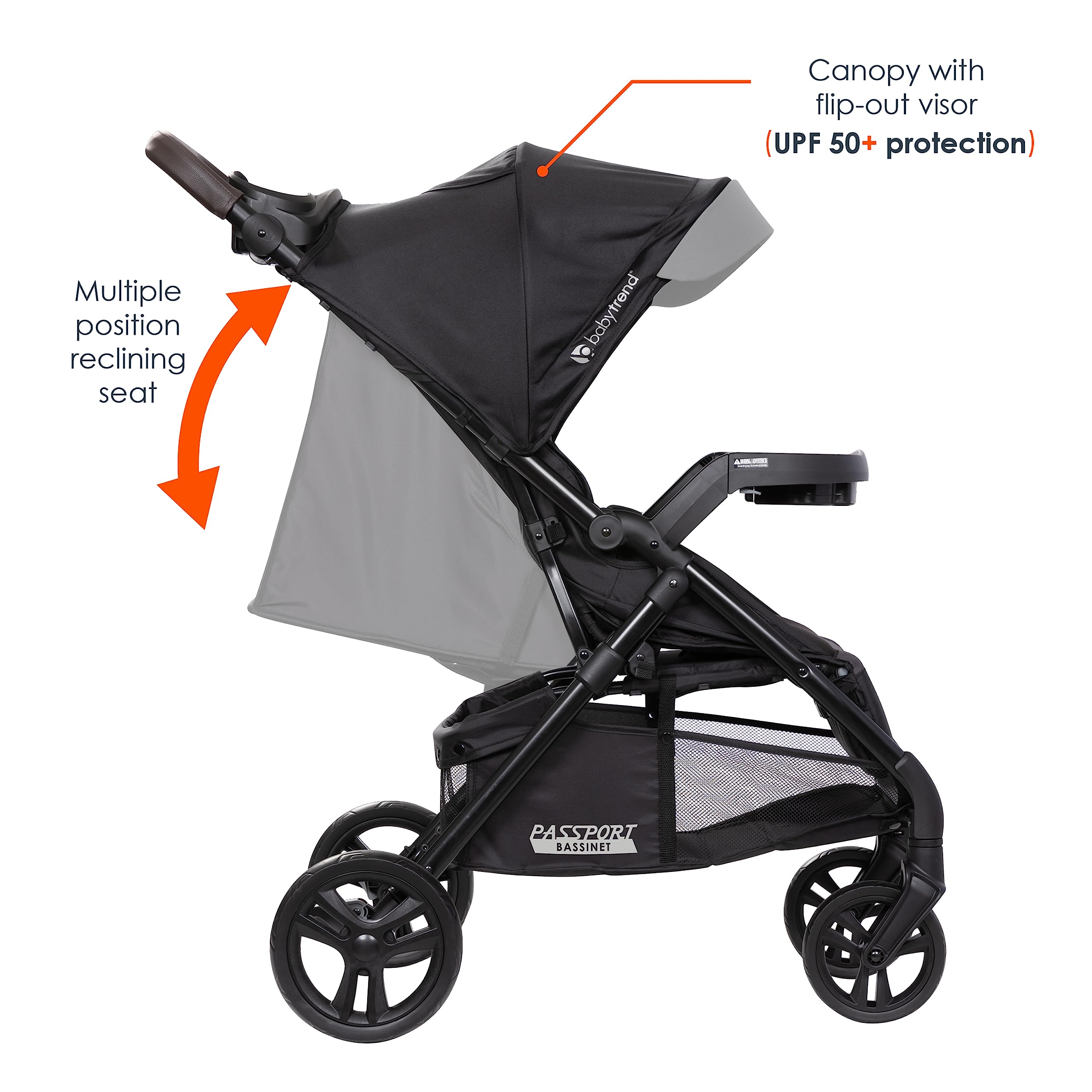 Baby Trend Passport DLX Travel System Stroller with EZ-Lift Plus Infant Car Seat - Uptown Black | Lightweight Compact Stroller for Newborns & Toddlers | Perfect for Air Travel, Shopping & Daily Walks