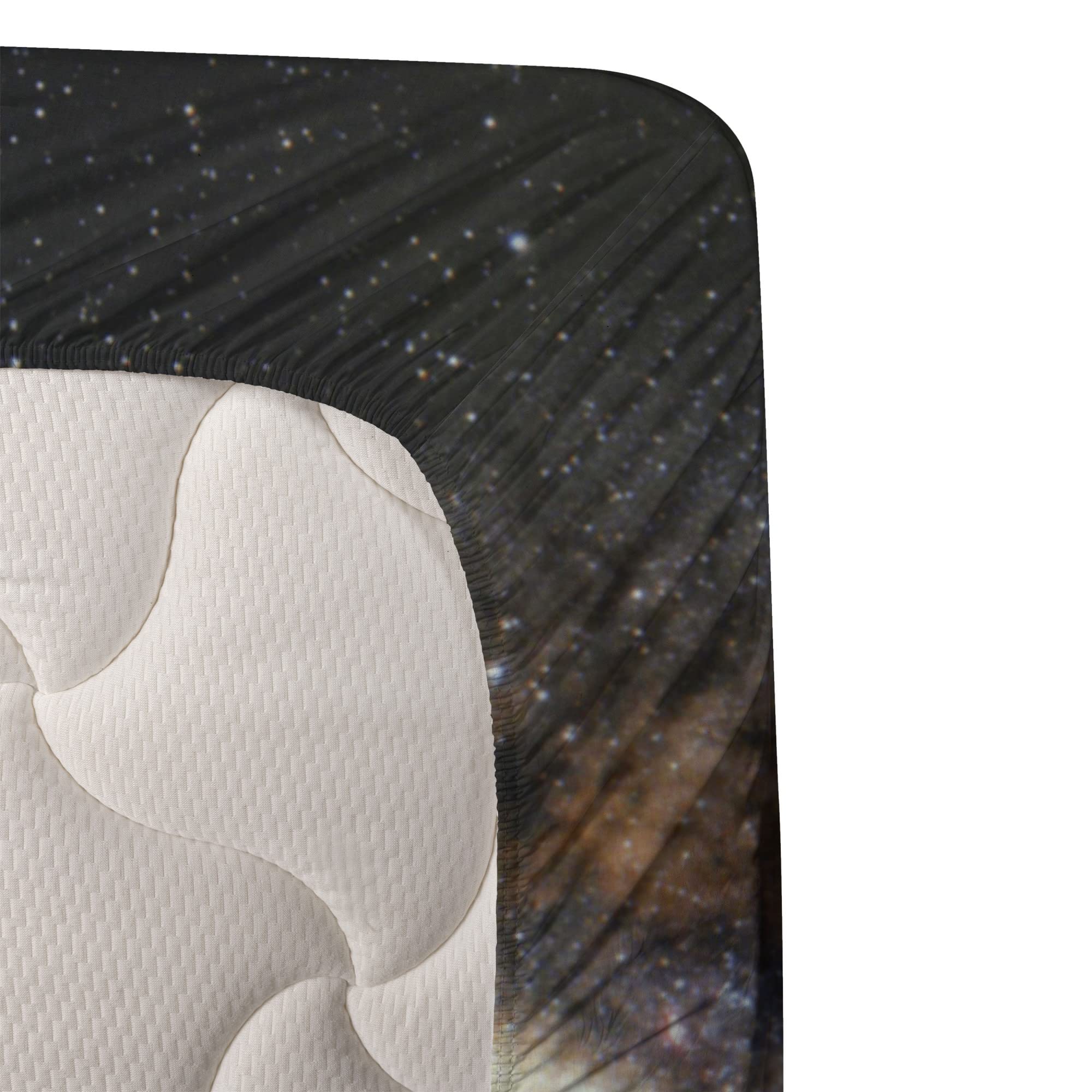 Ambesonne Space Sheet Set - Wheat Field Meadow Under Stars Art Print, 4-Piece Full Bedding Set with Fitted Sheet, Flat Sheet & Pillowcases in Tan Grey | Perfect for Astronomy Lovers & Cozy Bedroom Decor