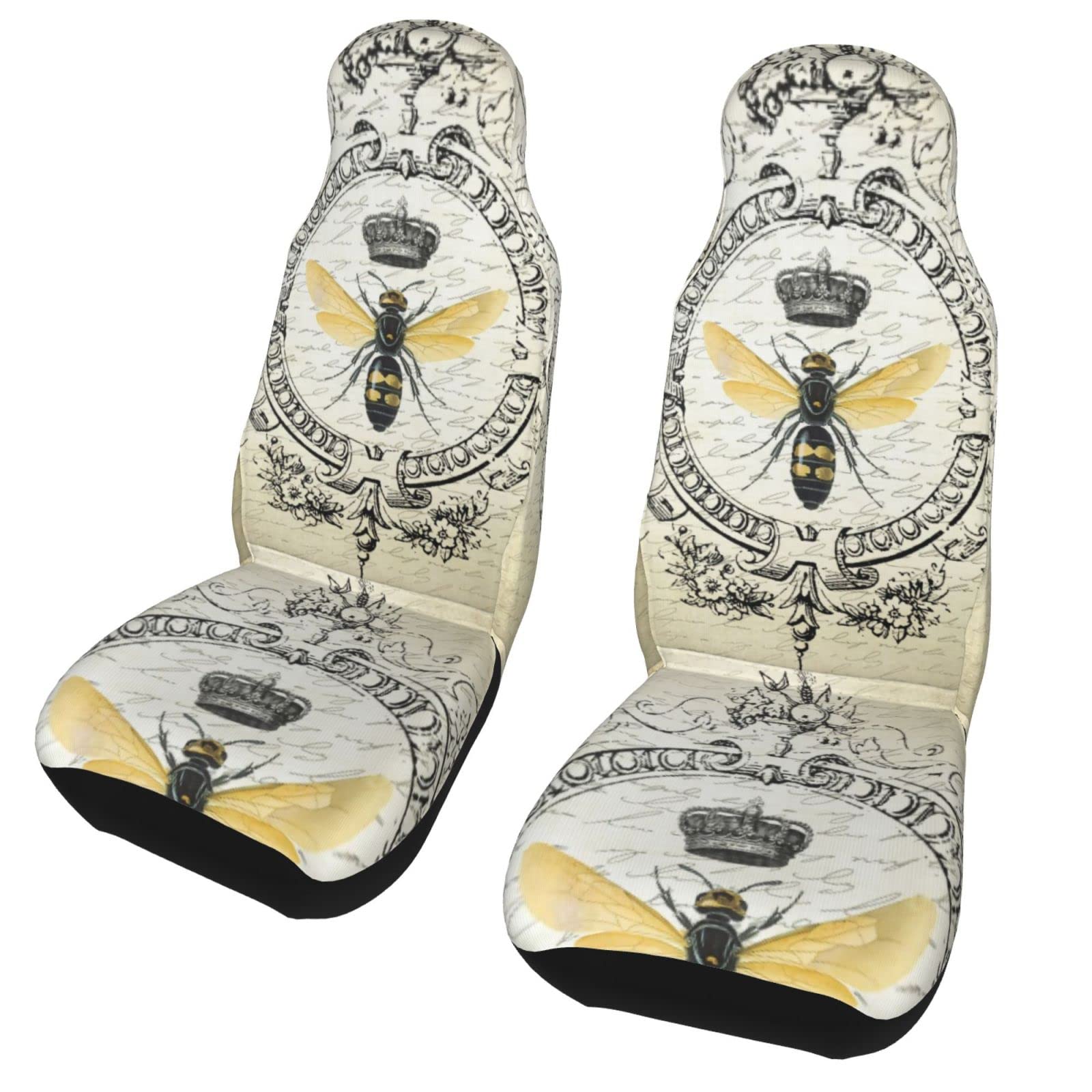Queen Bee Car Seat Covers - 2-Piece Front Seat Protector Set, Universal Fit for Most Cars, SUVs, Sedans & Trucks | Soft Interior Accessories for Women | Perfect for Daily Commute, Road Trips & Family Travel