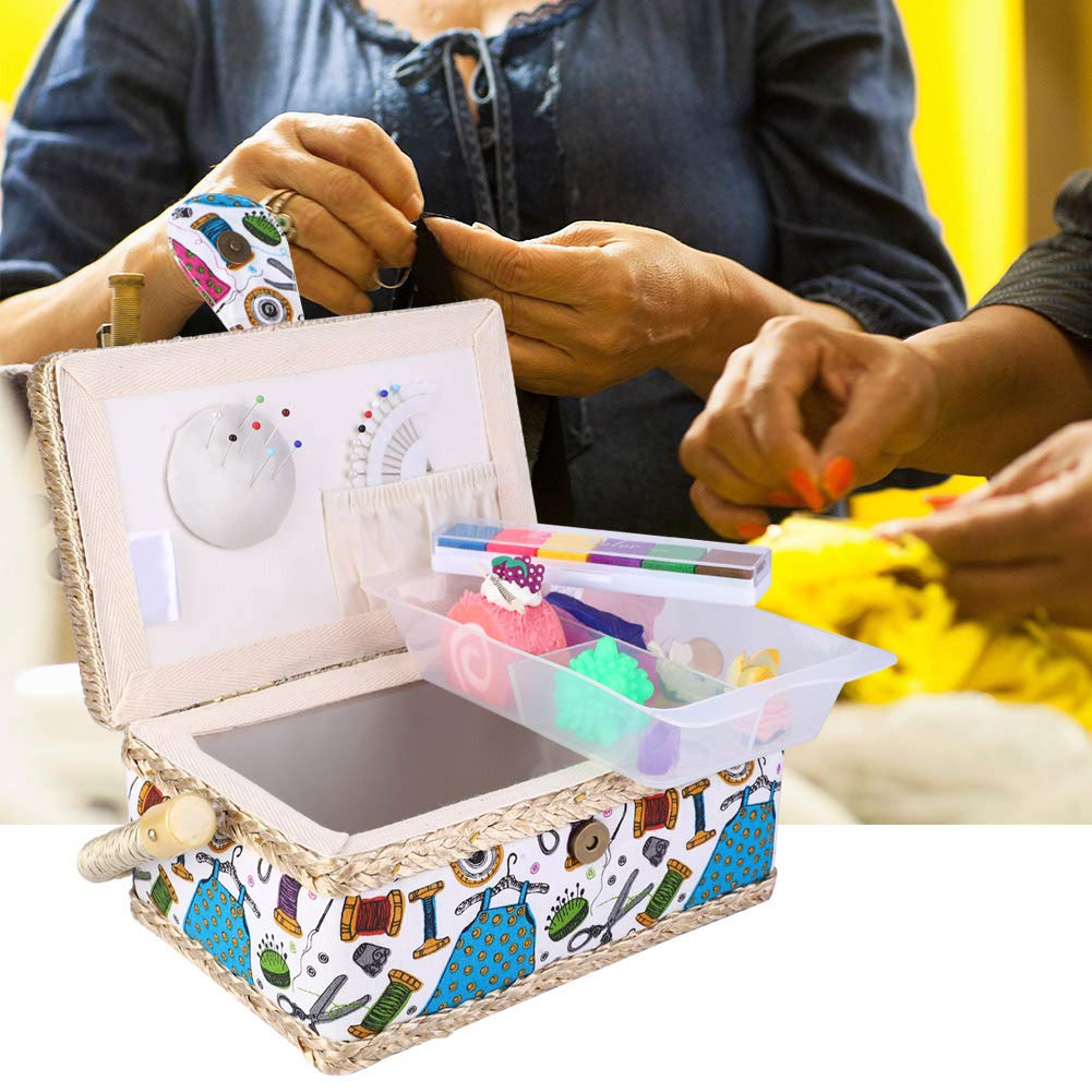 Portable Sewing Box with Needle Storage - Multifunctional Sewing Basket for Fabric, Craft & DIY Projects - Perfect for Girls, Kids & Beginners - Ideal for Home, Travel & Classroom Use