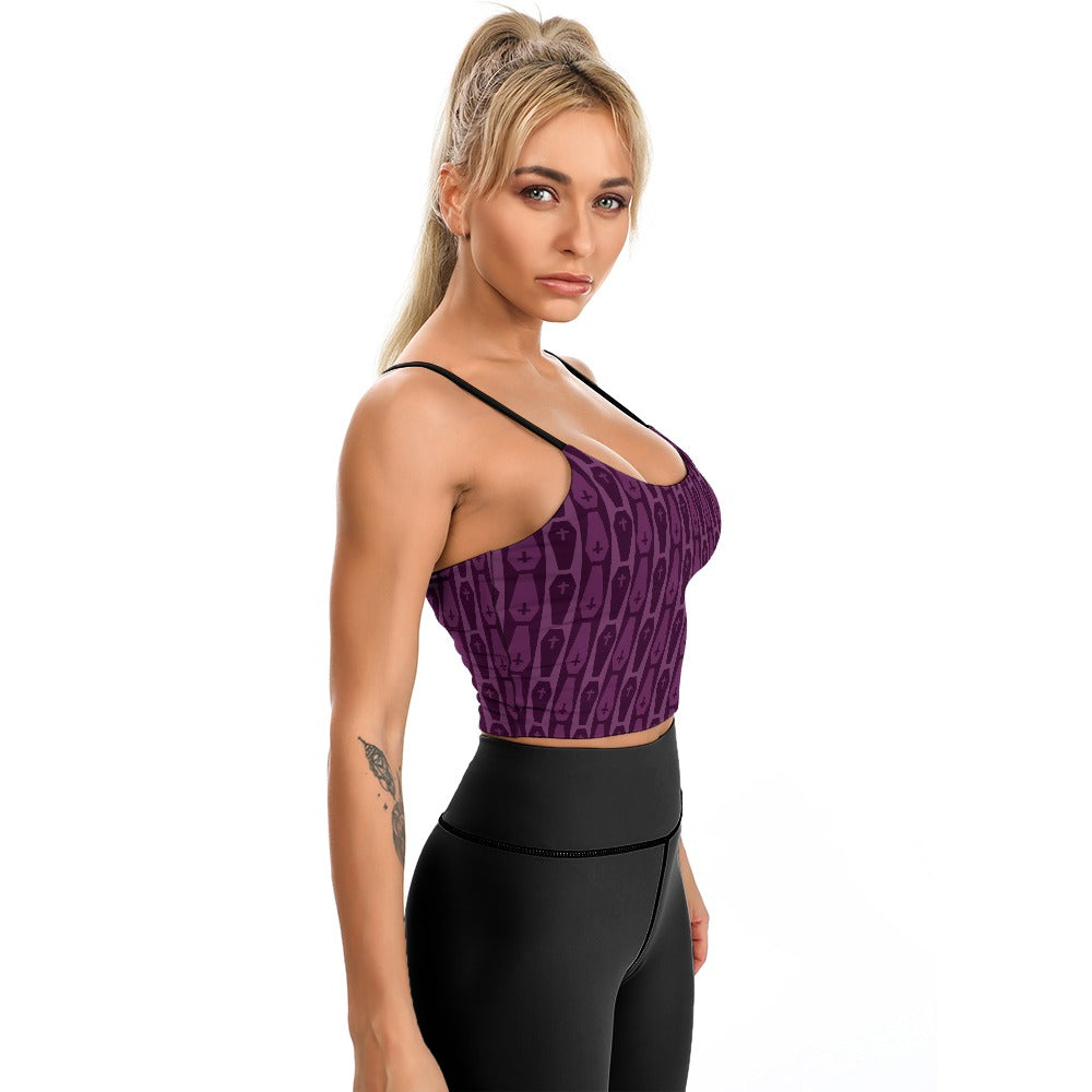 Sexy Purple Coffin Print Thin Strap Camisole Top - Gothic Lingerie for Women, Halloween Costume, Gothic Fashion Outfit