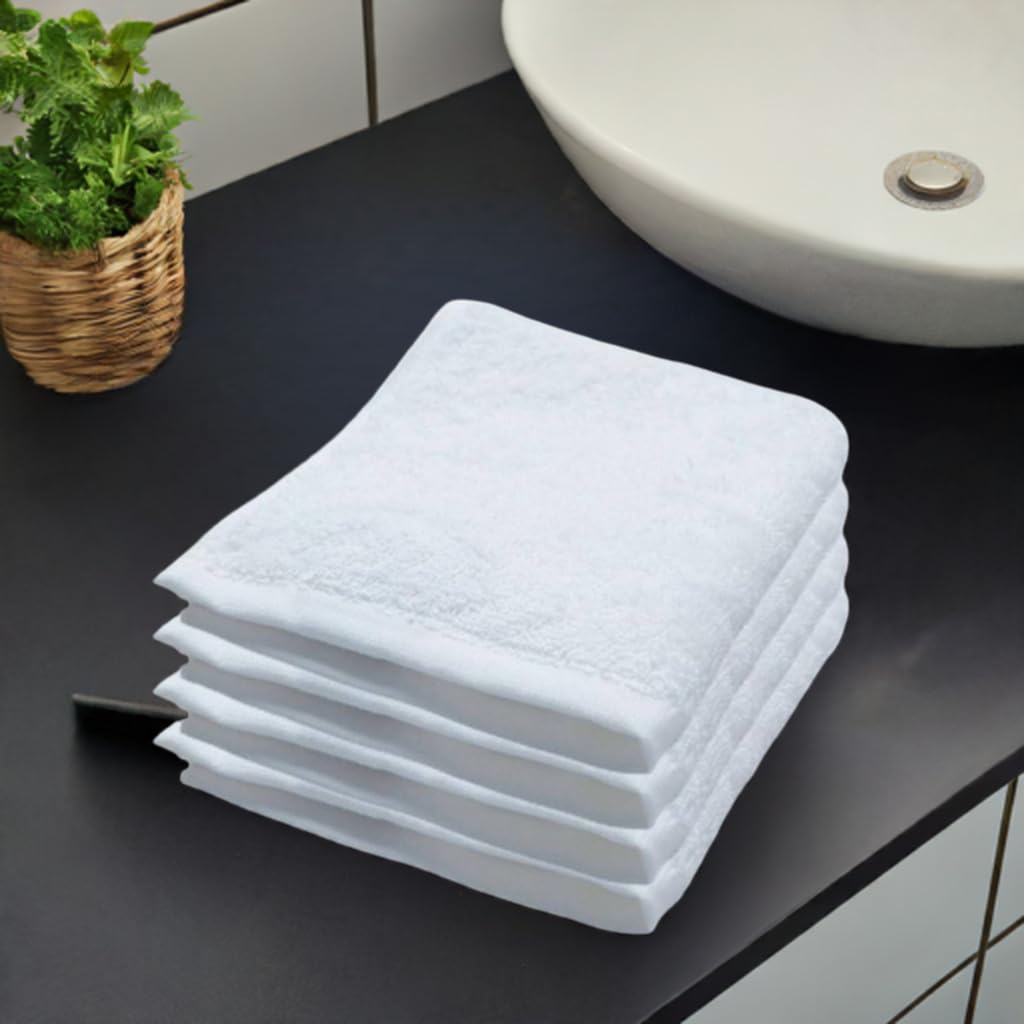 COTFLEX 100% Cotton Face Towel Napkin Set - 12x12 Inch, Small Size, Brilliant White, Pack of 6 - Soft & Absorbent for Skincare, Makeup Removal & Gentle Cleansing