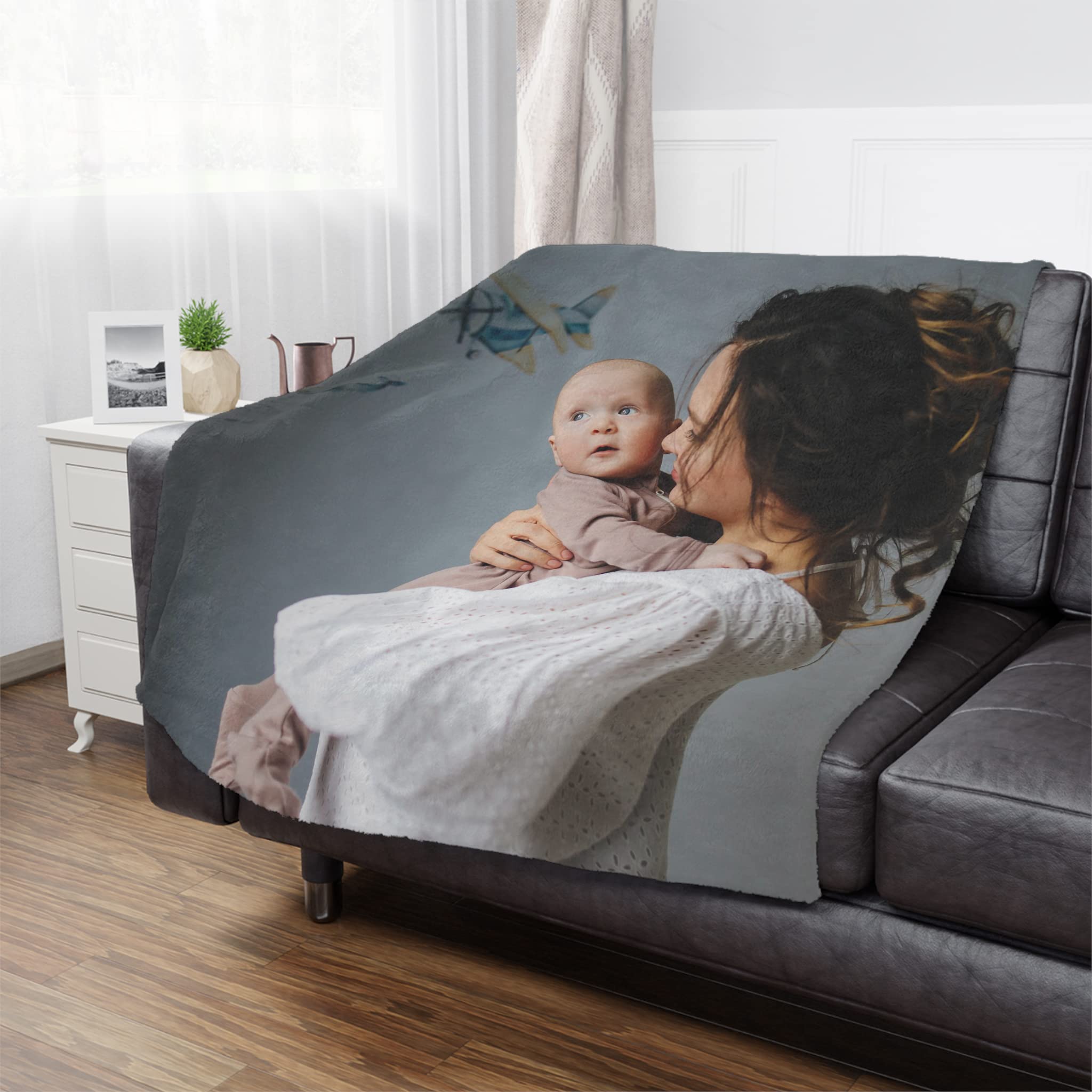Custom Photo Blanket - Personalized Fleece Throw with Text & Collage - Soft Flannel Blanket for Mom, Grandma - Unique Mother's Day Gift from Daughter, Son, Husband - Perfect for Cozy Nights, Family Photos & Special Occasions
